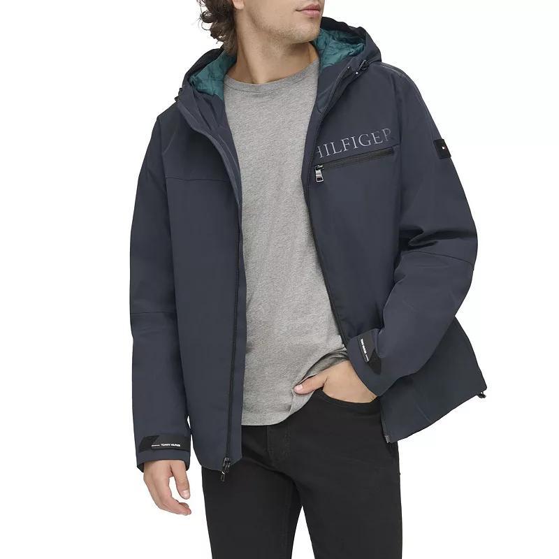 Men's Tommy Hilfiger Flex Tech Hooded Rain Jacket, Size: XXL, Blue Product Image