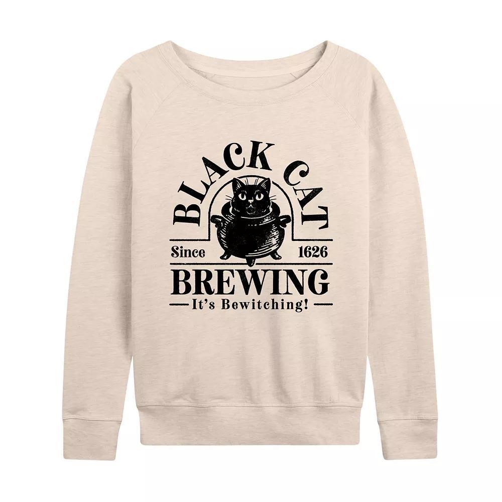 Women's Black Cat Brewing French Terry Long Sleeve Tee, Size: XXL, Beige Product Image