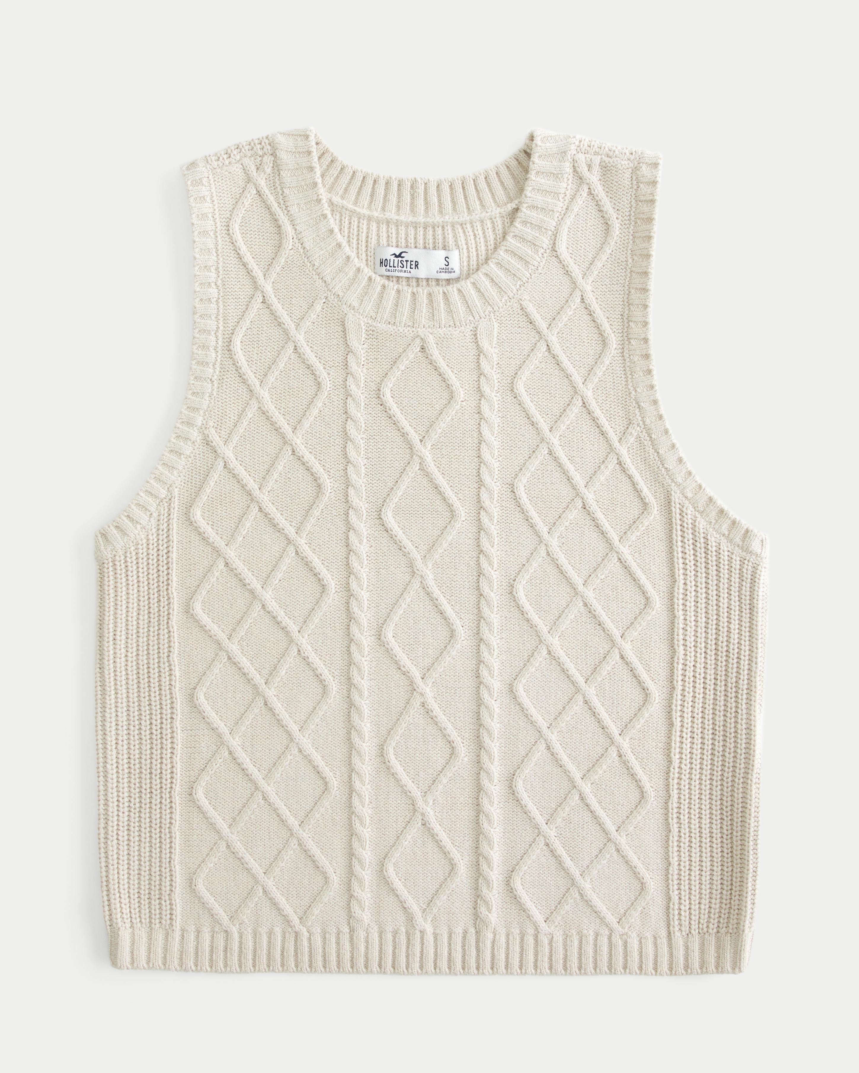 Cable-Knit Crew Sweater Vest Product Image