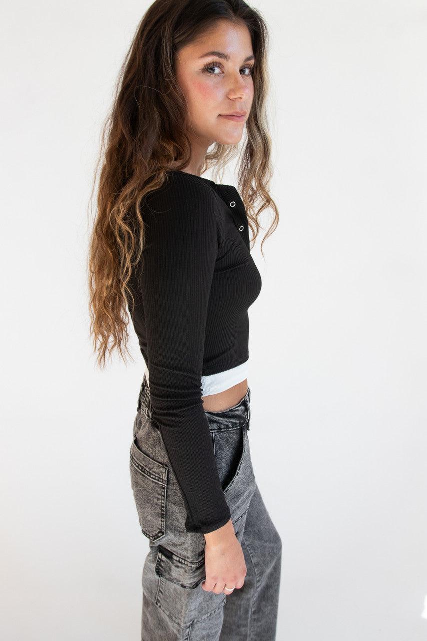 Layered Look Long Sleeve Top Product Image