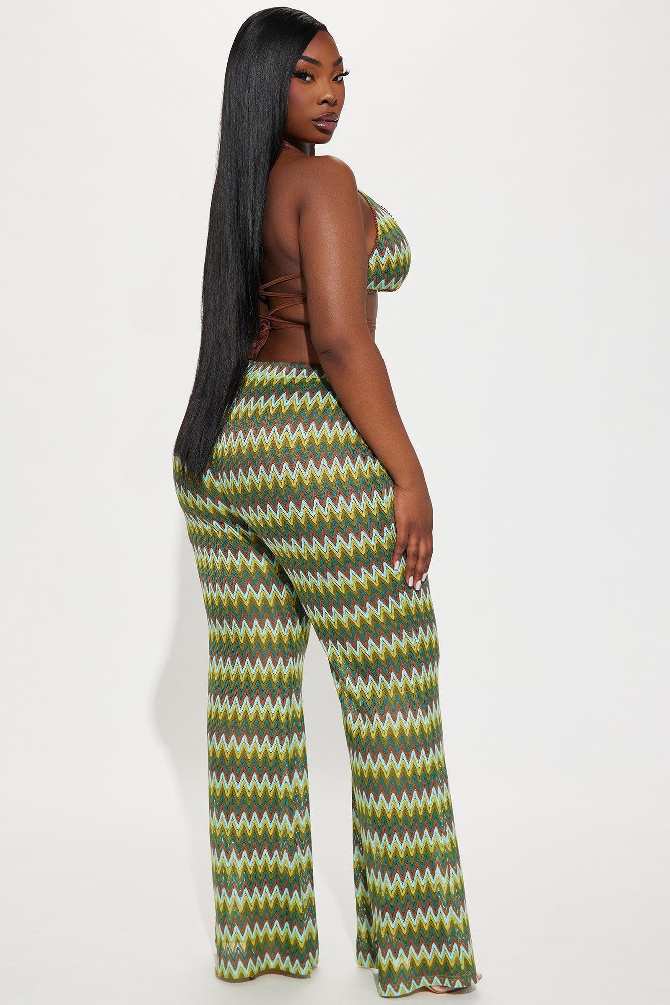 Vacation Addict Crochet Pant Set - Green/combo Product Image