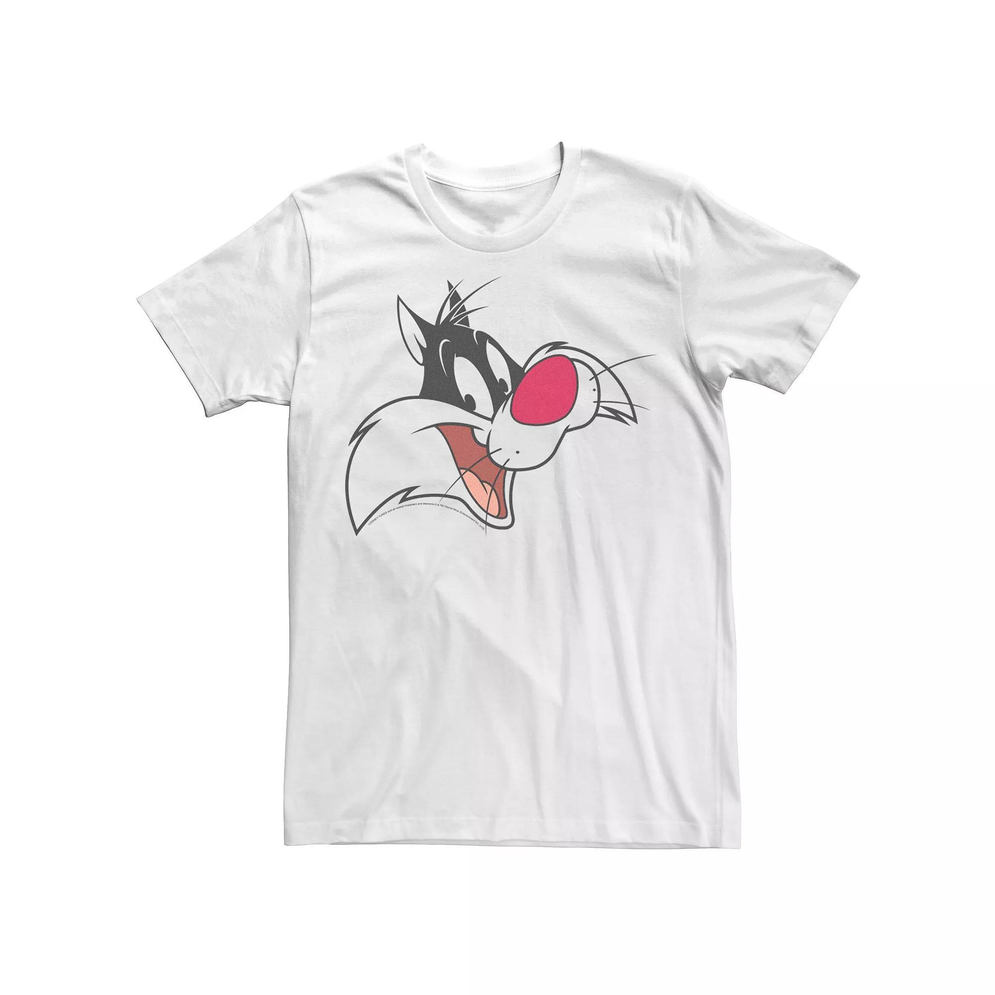 Men's Looney Tunes Sylvester Face Graphic Tee, Size: Large, White Product Image