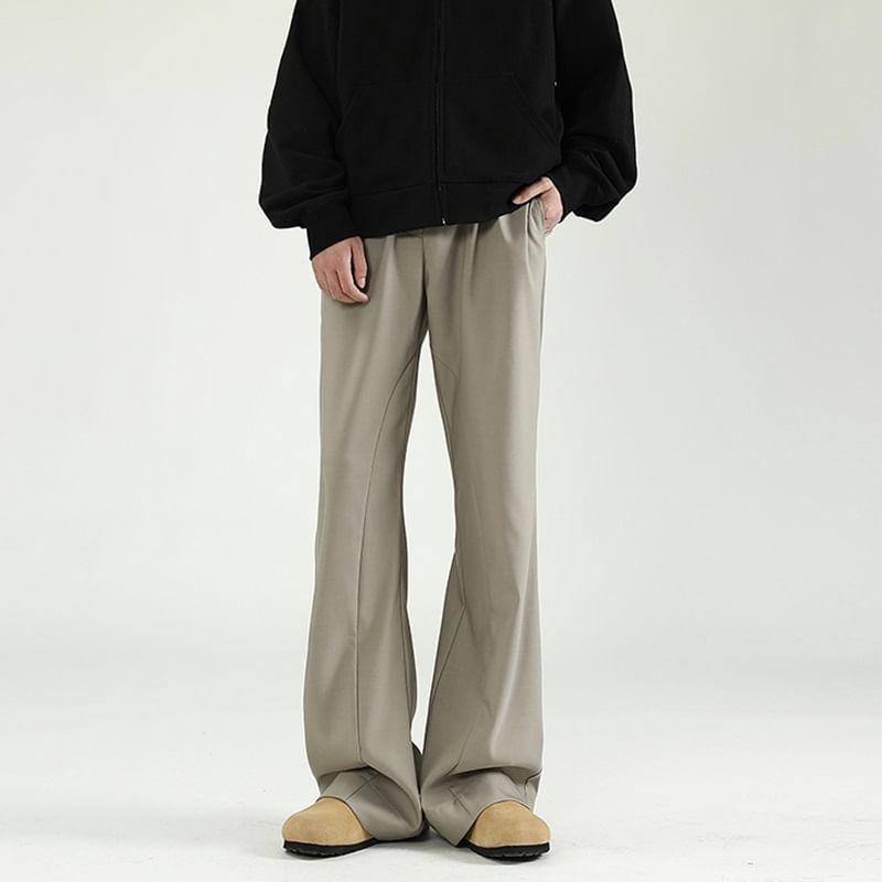 Mid Rise Plain Panel Flared Pants Product Image