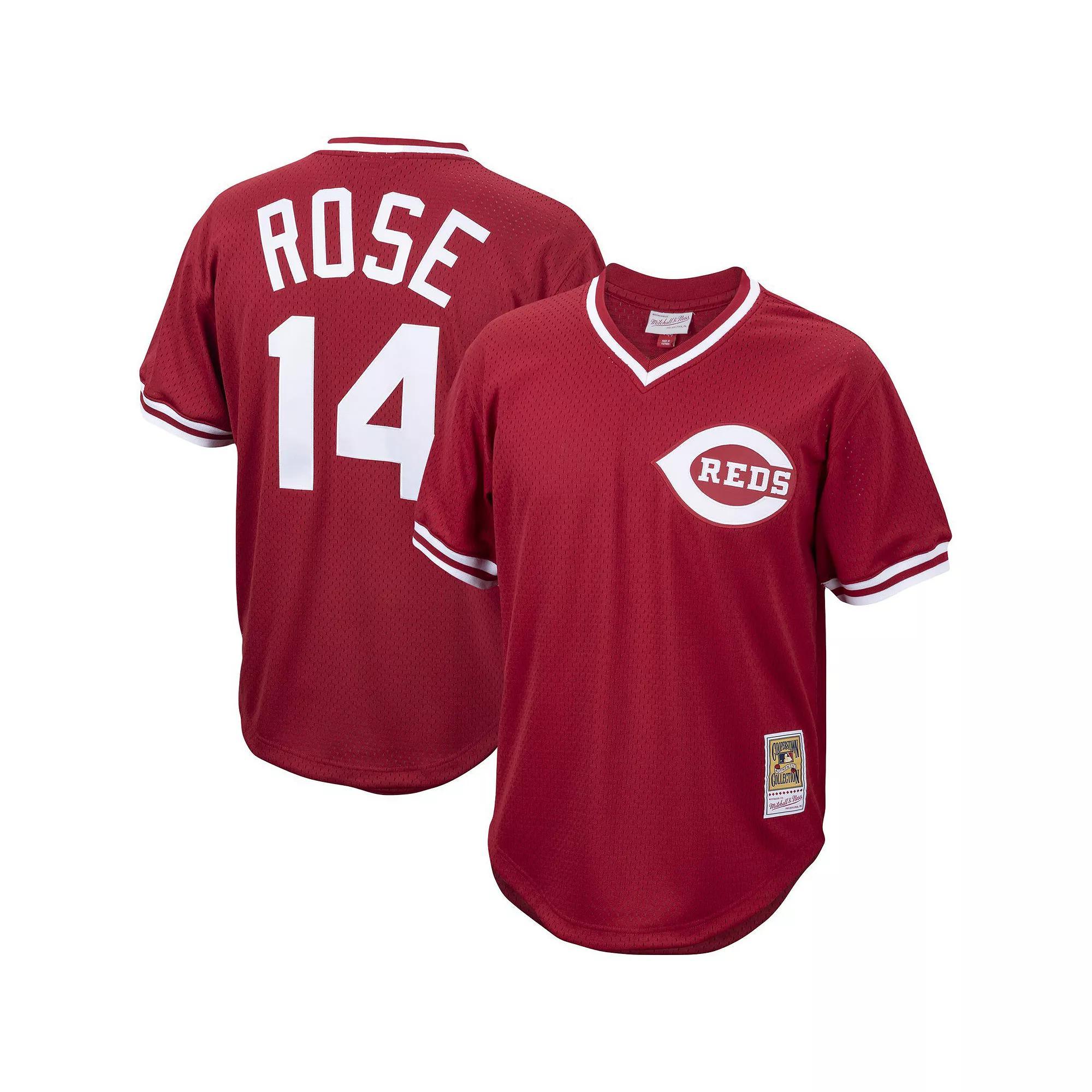 Men's Mitchell & Ness Pete Rose Red Cincinnati Reds Cooperstown Collection Mesh Batting Practice Jersey, Size: Medium, Red Red Product Image