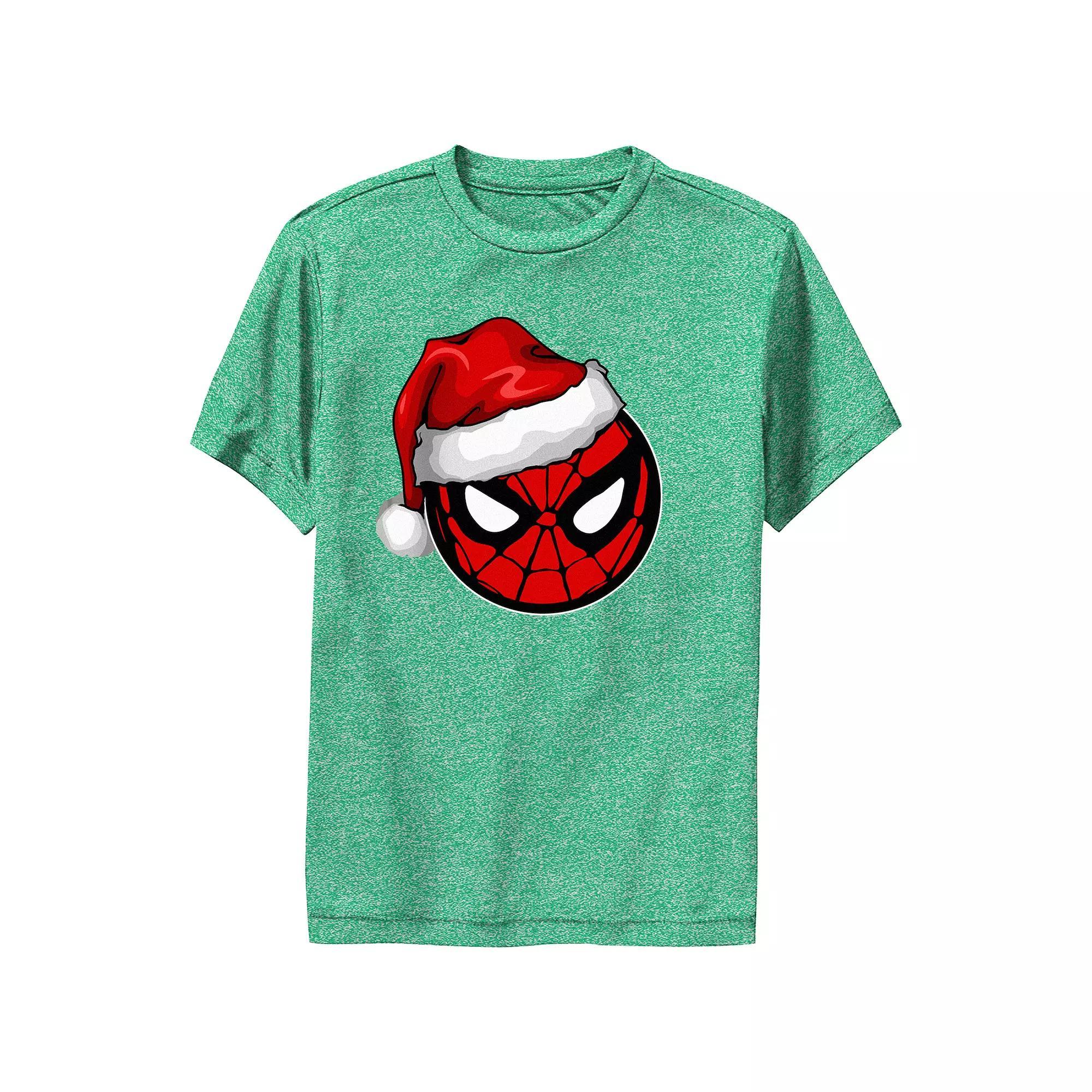 Boys Spider-Man Wearing Santa Claus Hat Performance Graphic Tee, Boy's,  Product Image