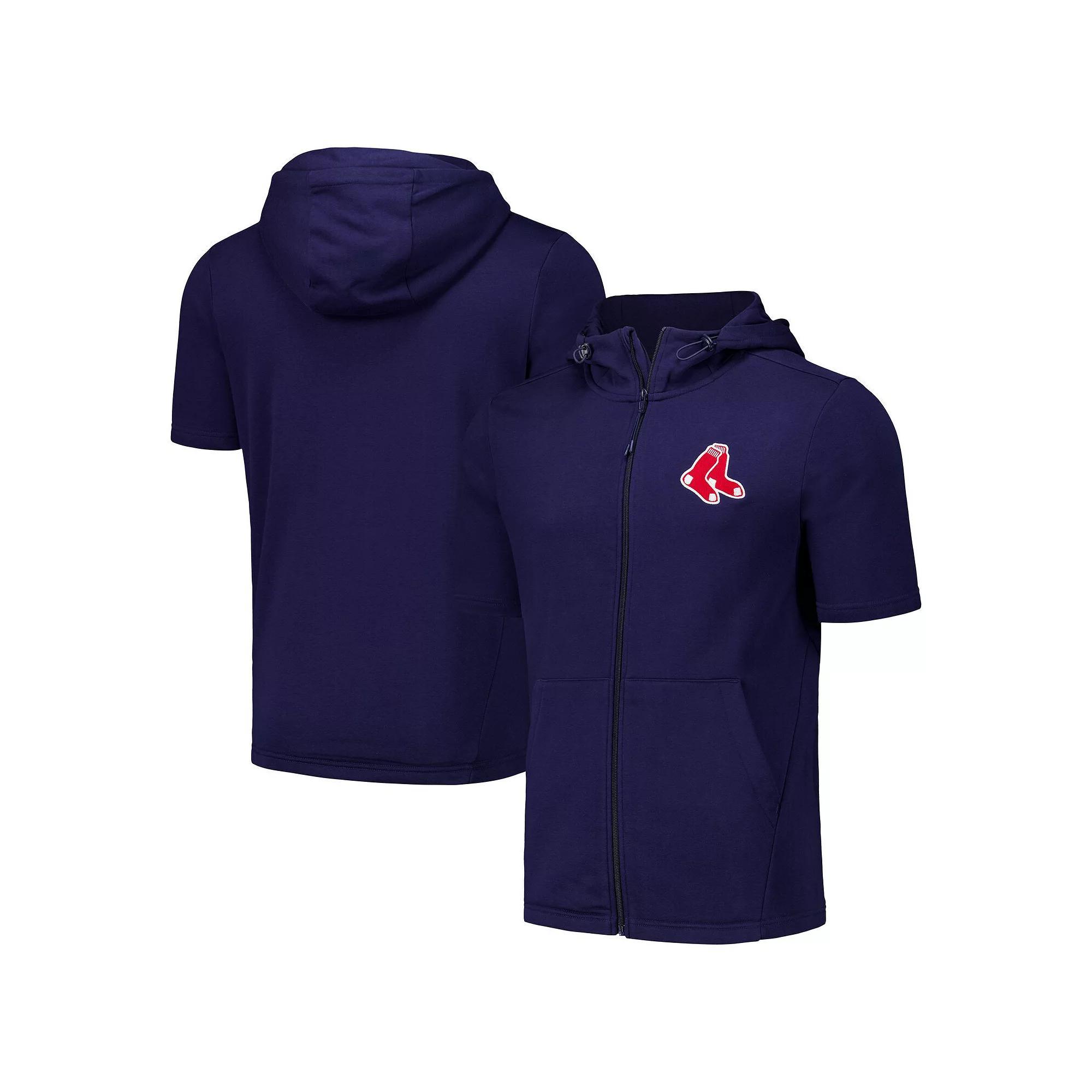 Men's Levelwear Navy Boston Red Sox Recruit Short Sleeve Full-Zip Hoodie,  Product Image