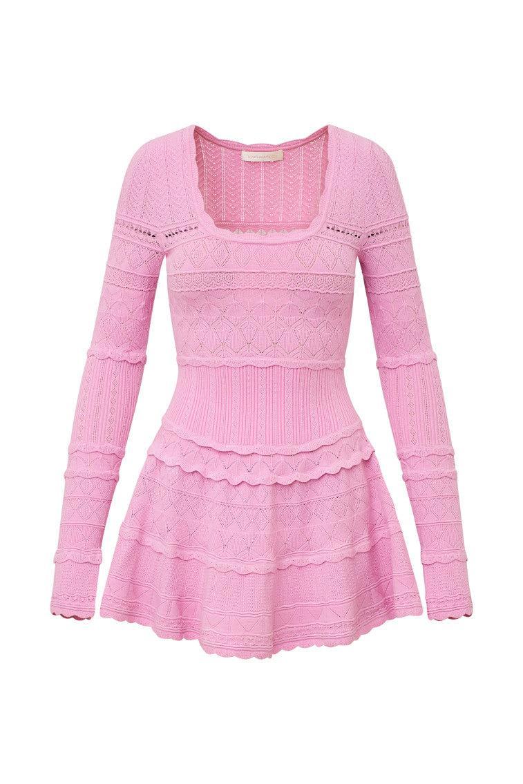 Lavender Pointelle Knit Mini Dress - ROSE CLAY Product Image