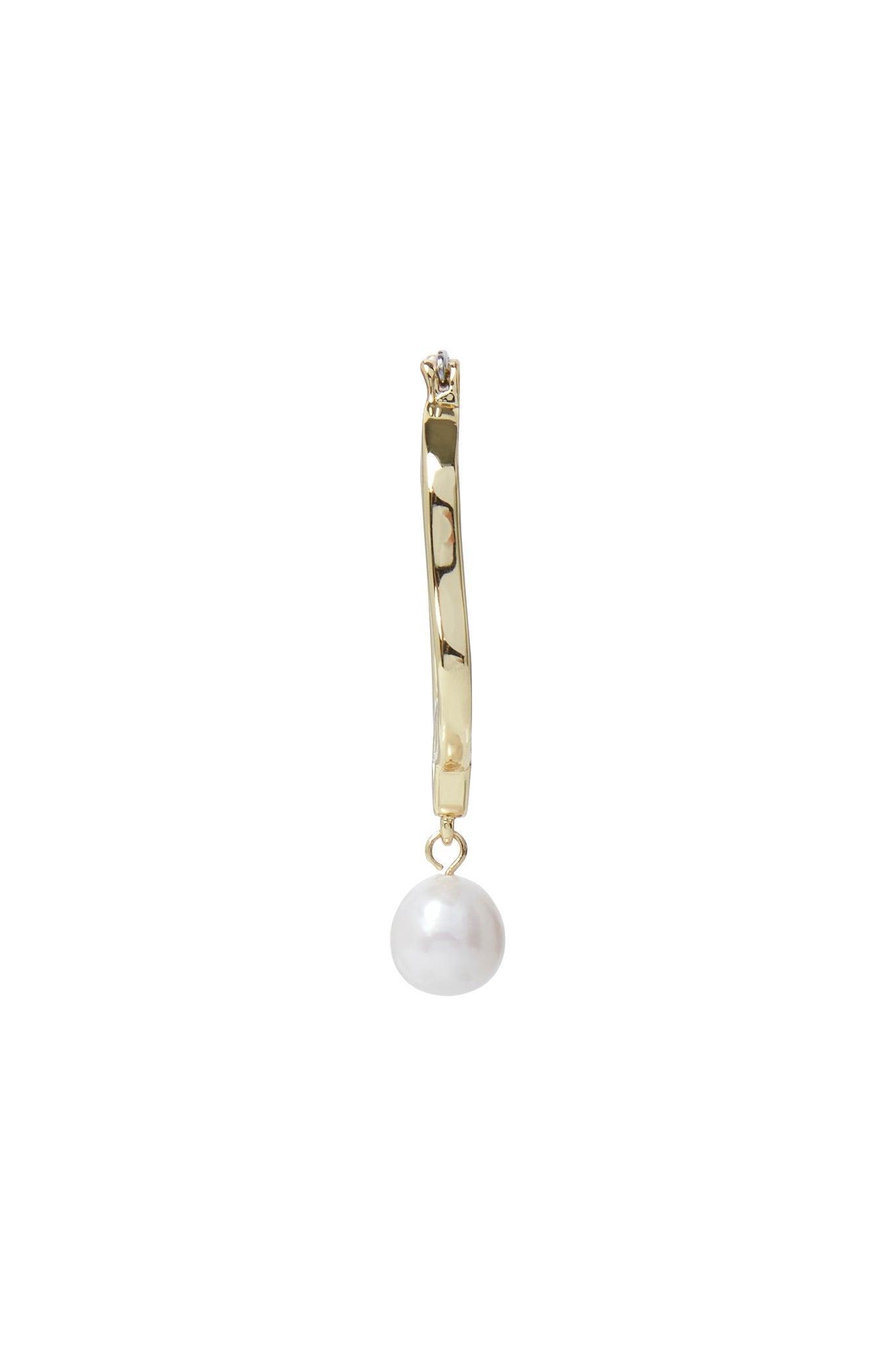 Fleur Pearl Drop Hoop Earring Product Image