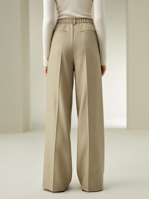 Wool Silk Blend Straight Pants Product Image