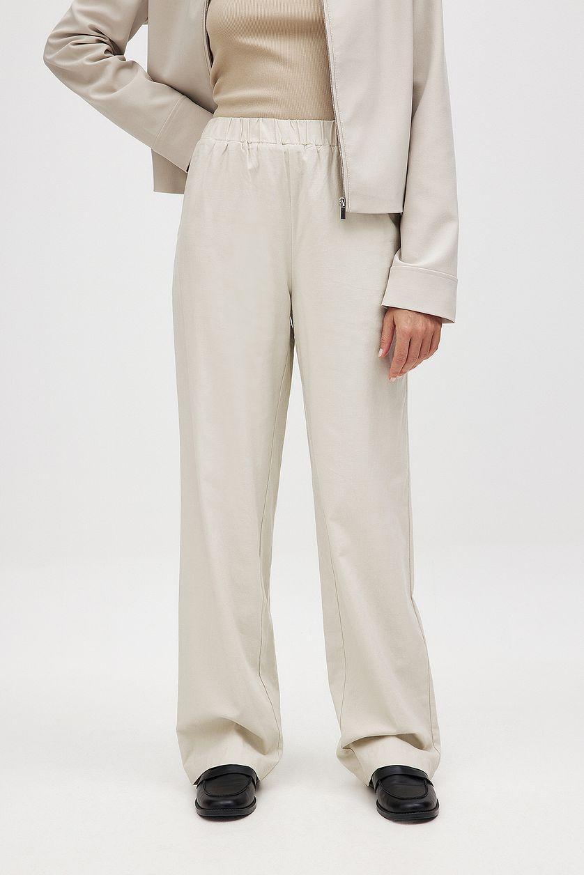 Linen Blend Loose High Waist Pants Product Image