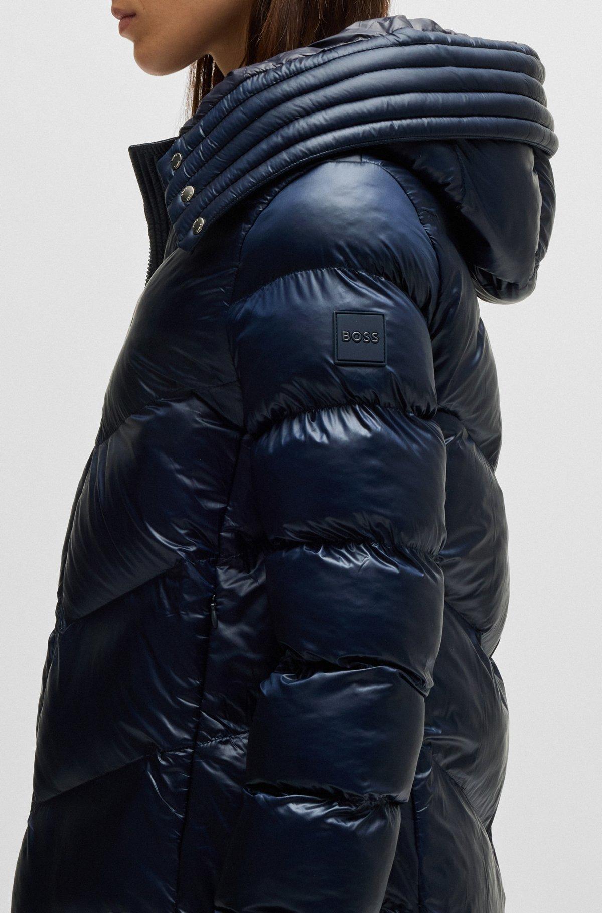 BOSS - Water-repellent padded parka jacket with polished trims - Dark Blue Product Image
