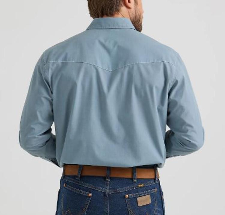 SALE Wrangler® Men's L/S Vintage Inspired Chambray Logo Snap Workshirt Product Image