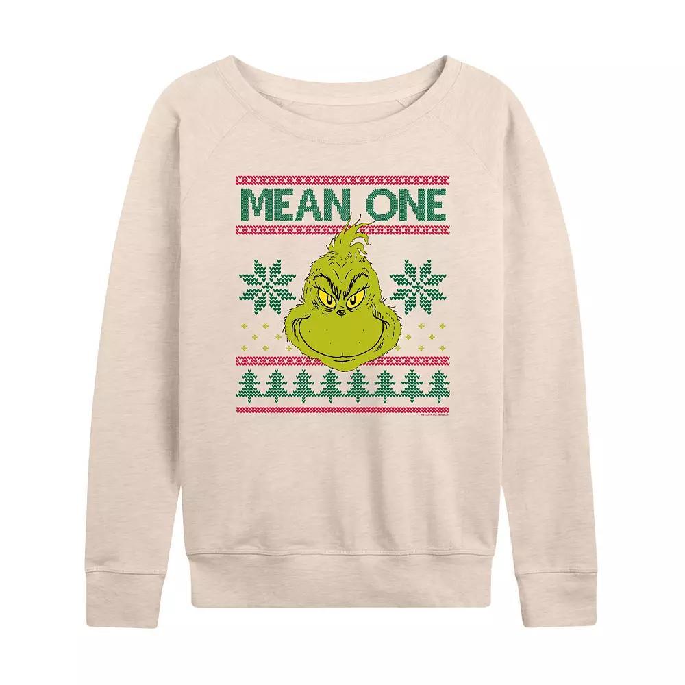 Women's Dr. Seuss The Grinch Mean One French Terry Long Sleeve Tee, Girl's,  Product Image