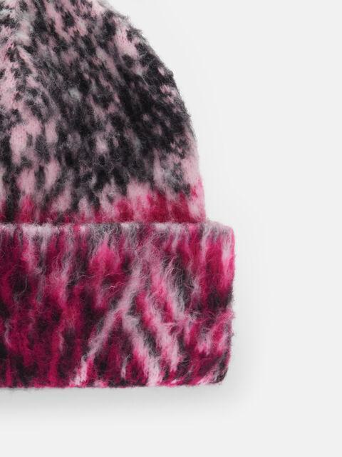 Fuchsia, black and white beanie Product Image