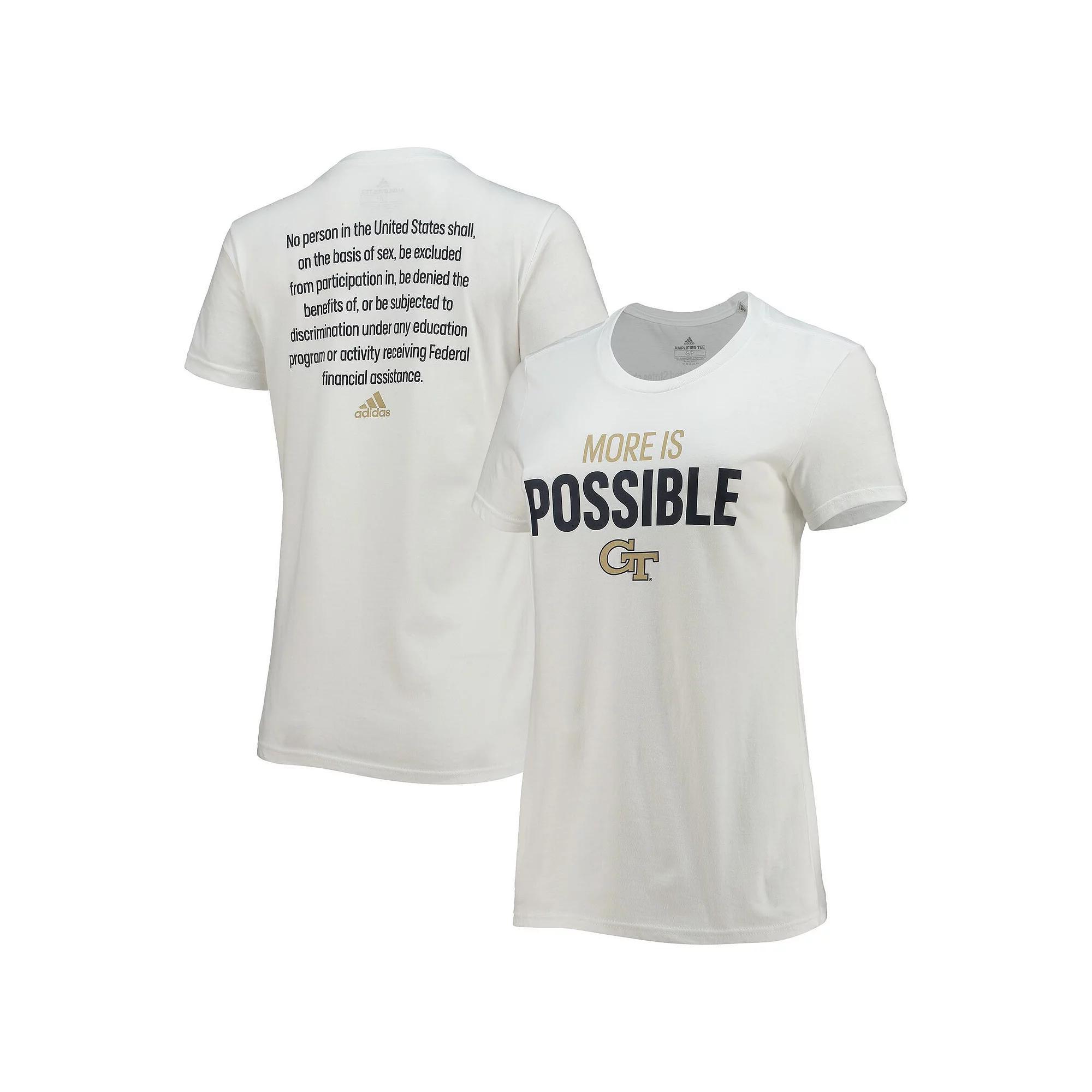 Women's adidas White Georgia Tech Yellow Jackets More Is Possible T-Shirt, Size: Large Product Image