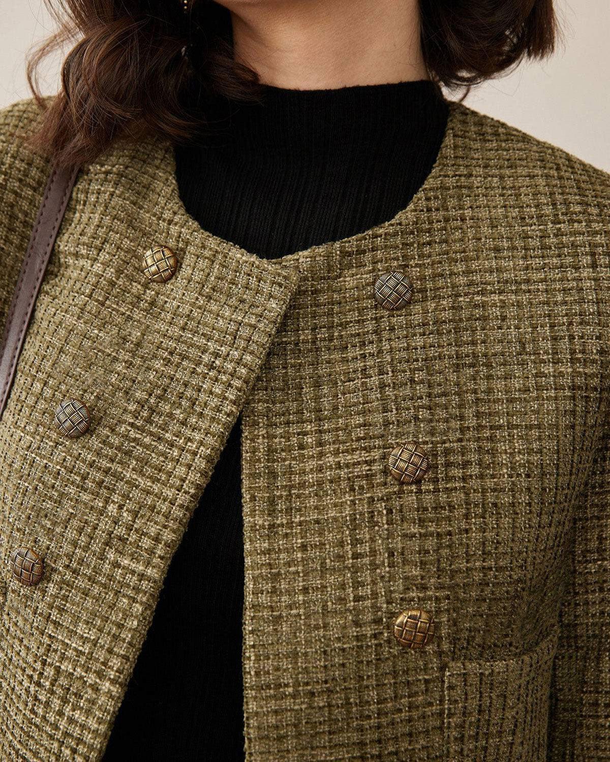 The Vintage Solid Tweed Coat Product Image