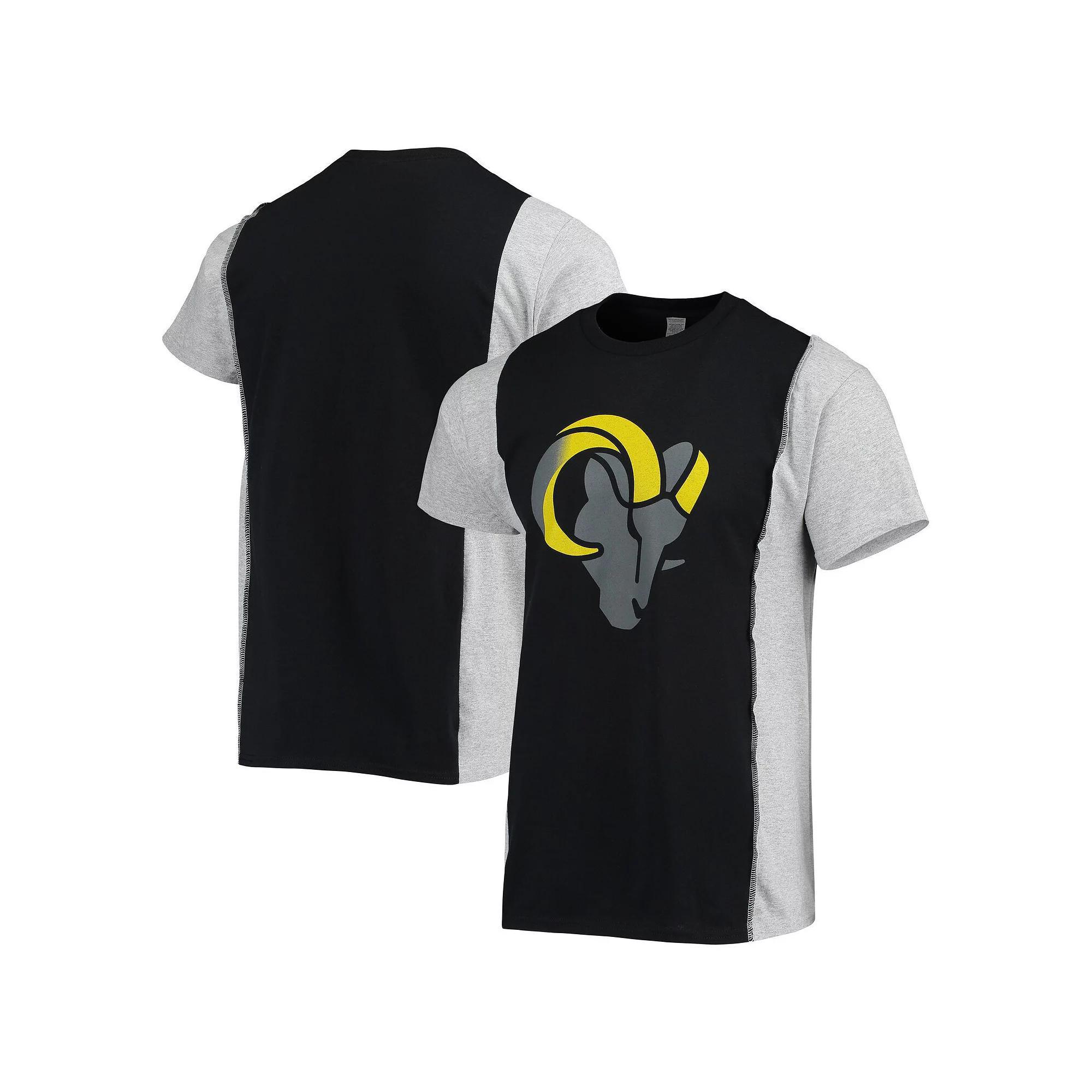 Men's Refried Apparel Black/Heathered Gray Los Angeles Rams Sustainable Split T-Shirt,  Product Image