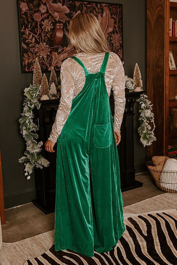 Evergreen State Of Mind Velvet Jumpsuit In Green Product Image