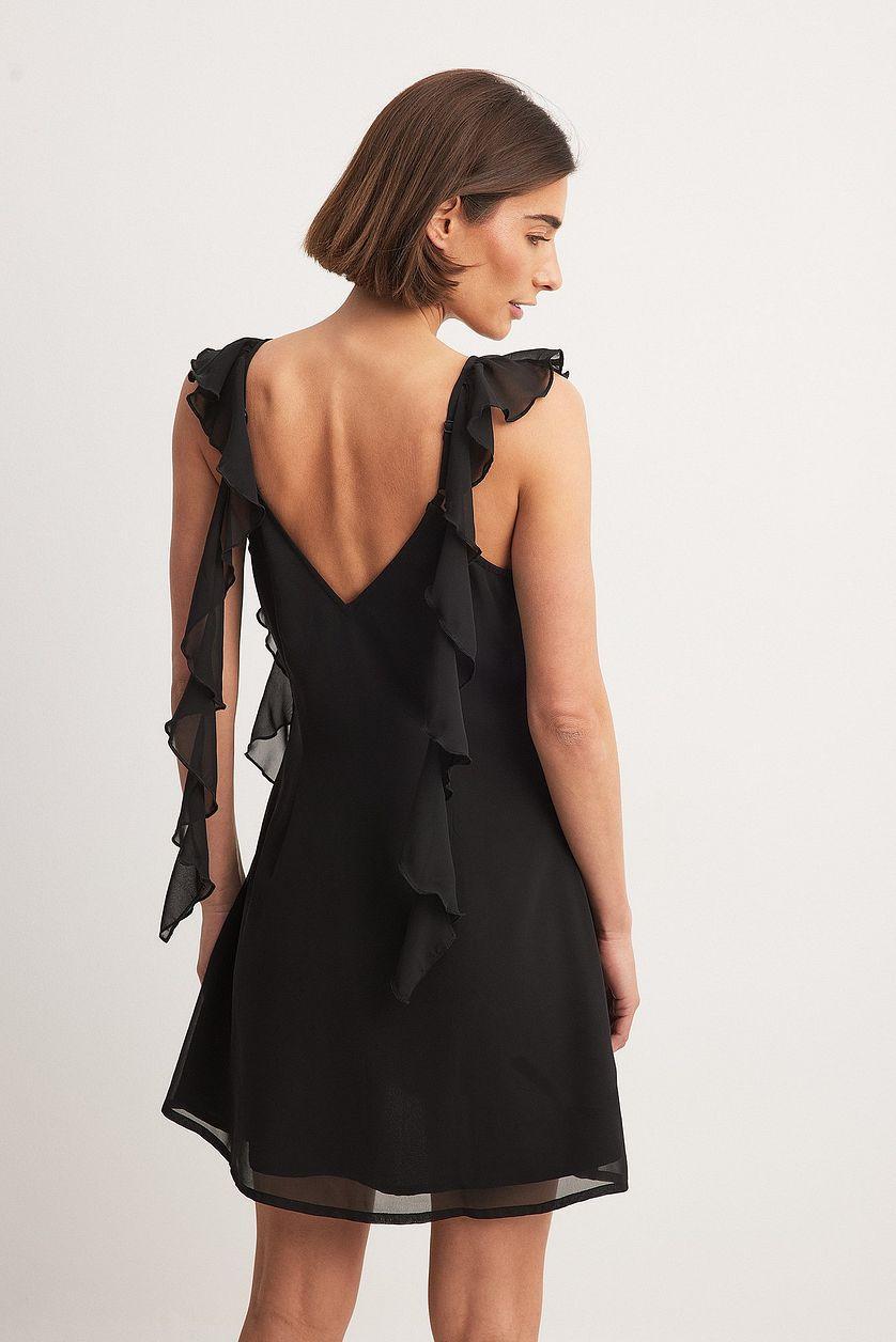 Ruffle Shoulder Chiffon Mini Dress Product Image