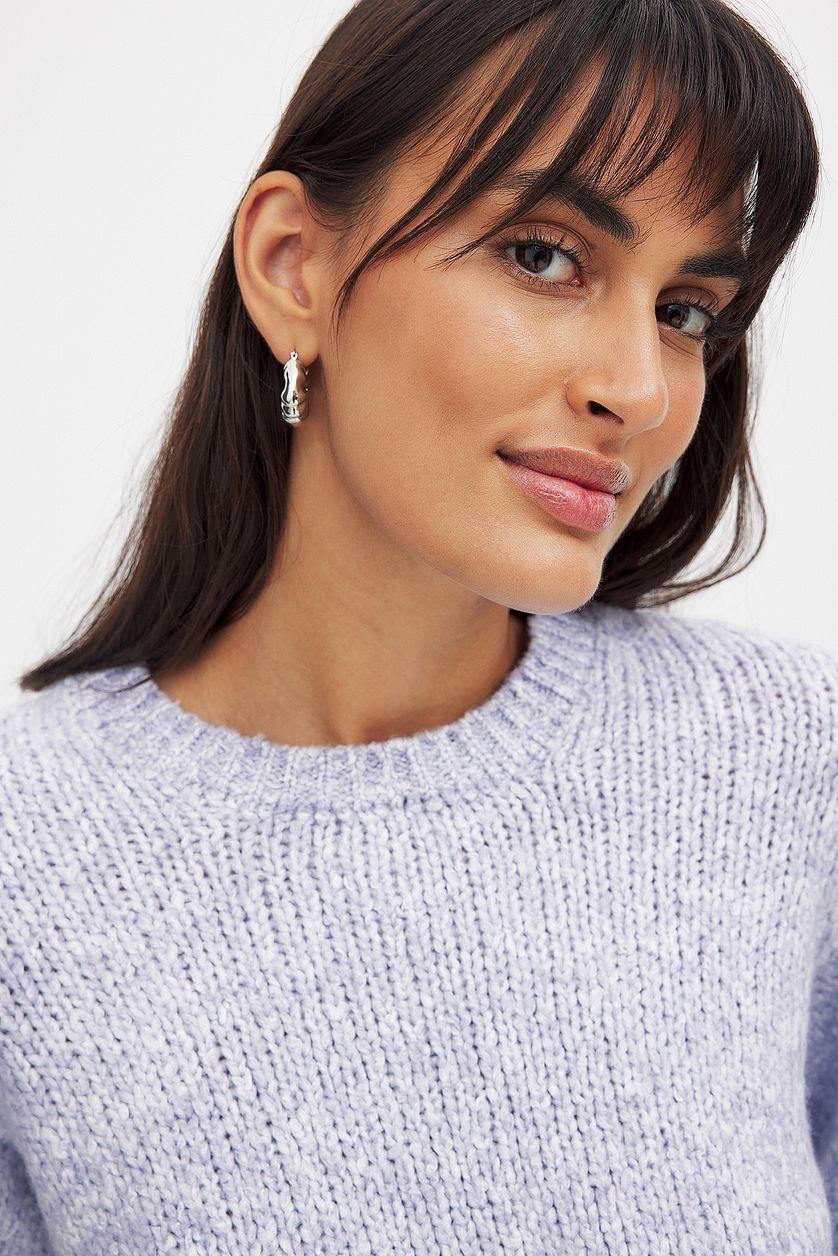 Knitted Open Back Balloon Sleeve Sweater Product Image