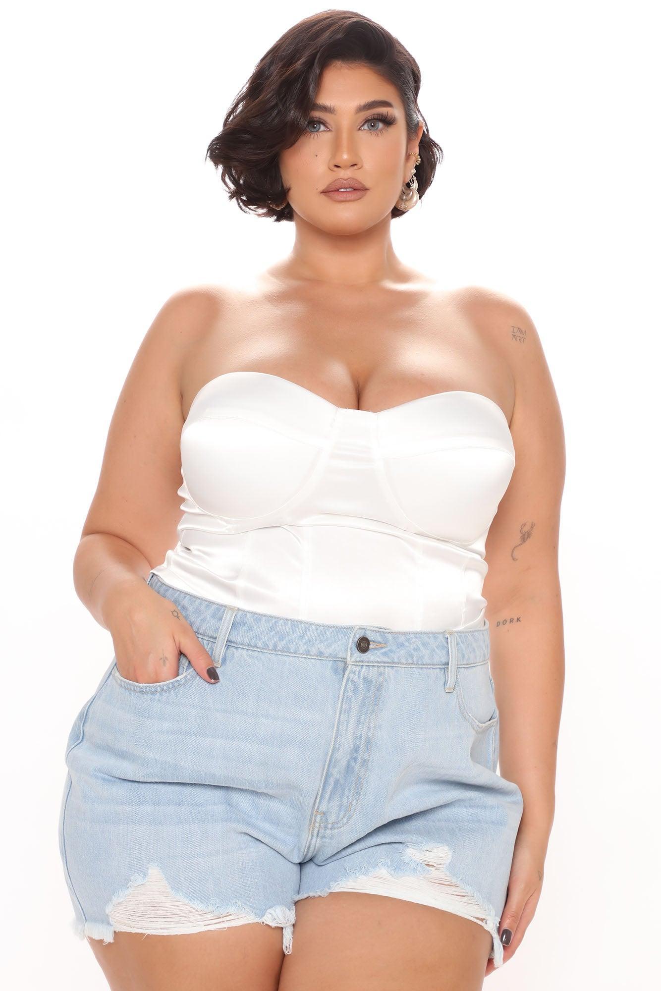 Please Her Satin Corset Top - White Product Image