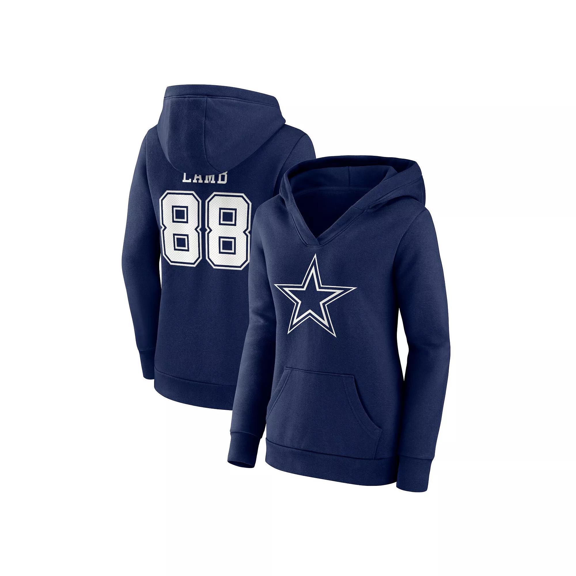 Women's Fanatics Branded CeeDee Lamb Navy Dallas Cowboys Player Icon Name & Number V-Neck Pullover Hoodie, Size: Small, Blue Product Image