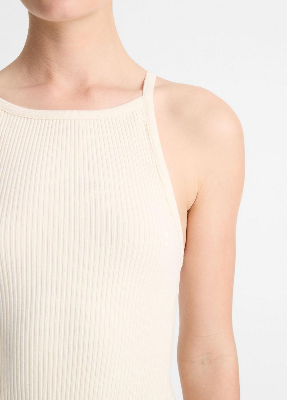 Cotton-Blend Ribbed High-Neck Tank Dress Product Image