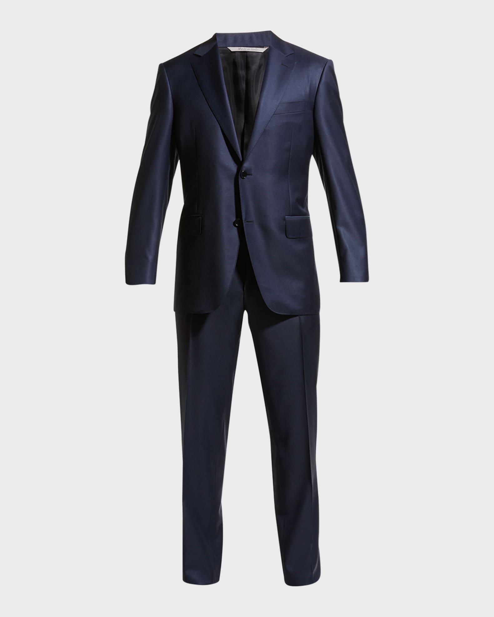 Men's Solid Wool Two-Piece Suit Product Image