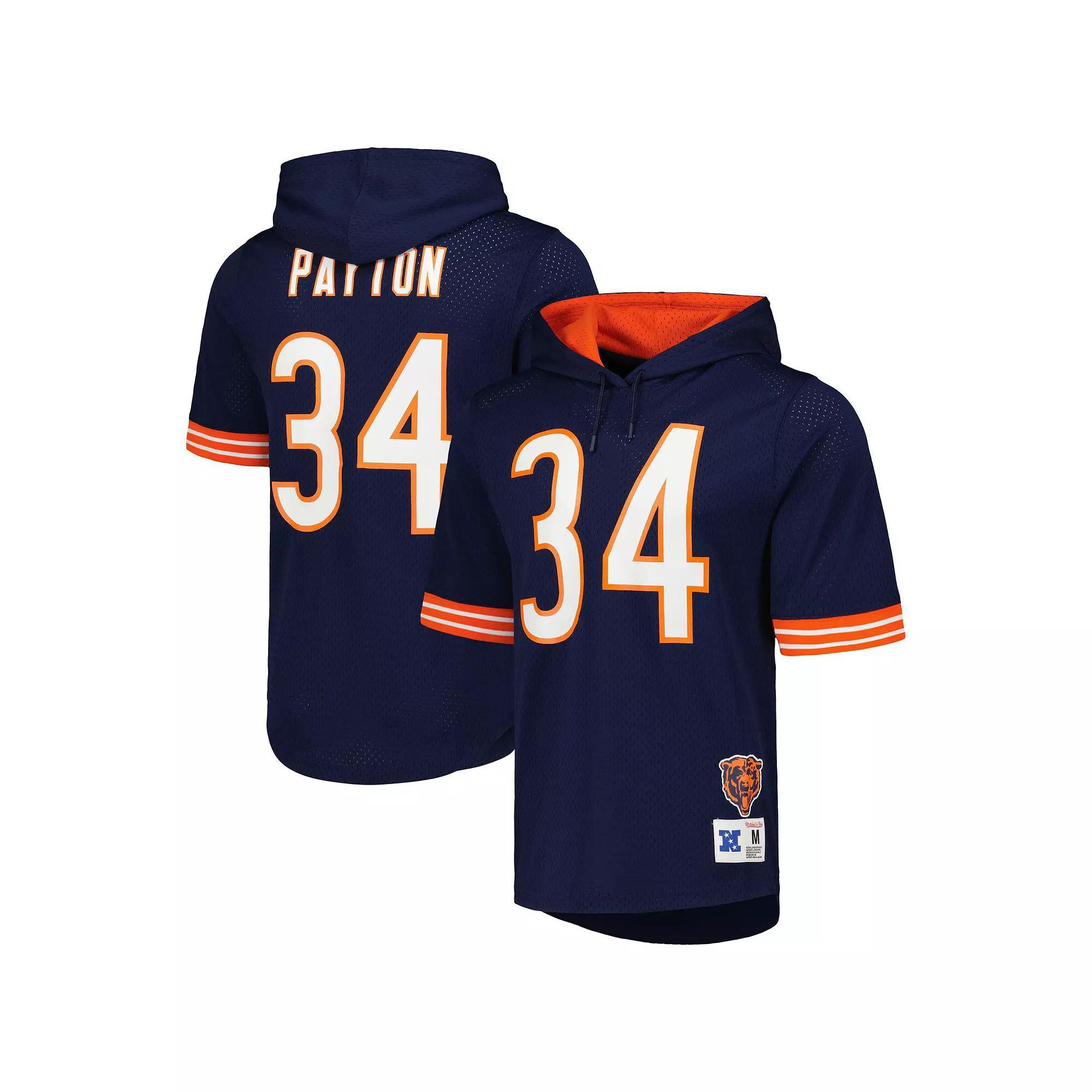 Men's Mitchell & Ness Walter Payton Navy Chicago Bears Retired Player Name & Number Mesh Hoodie T-Shirt,  Product Image