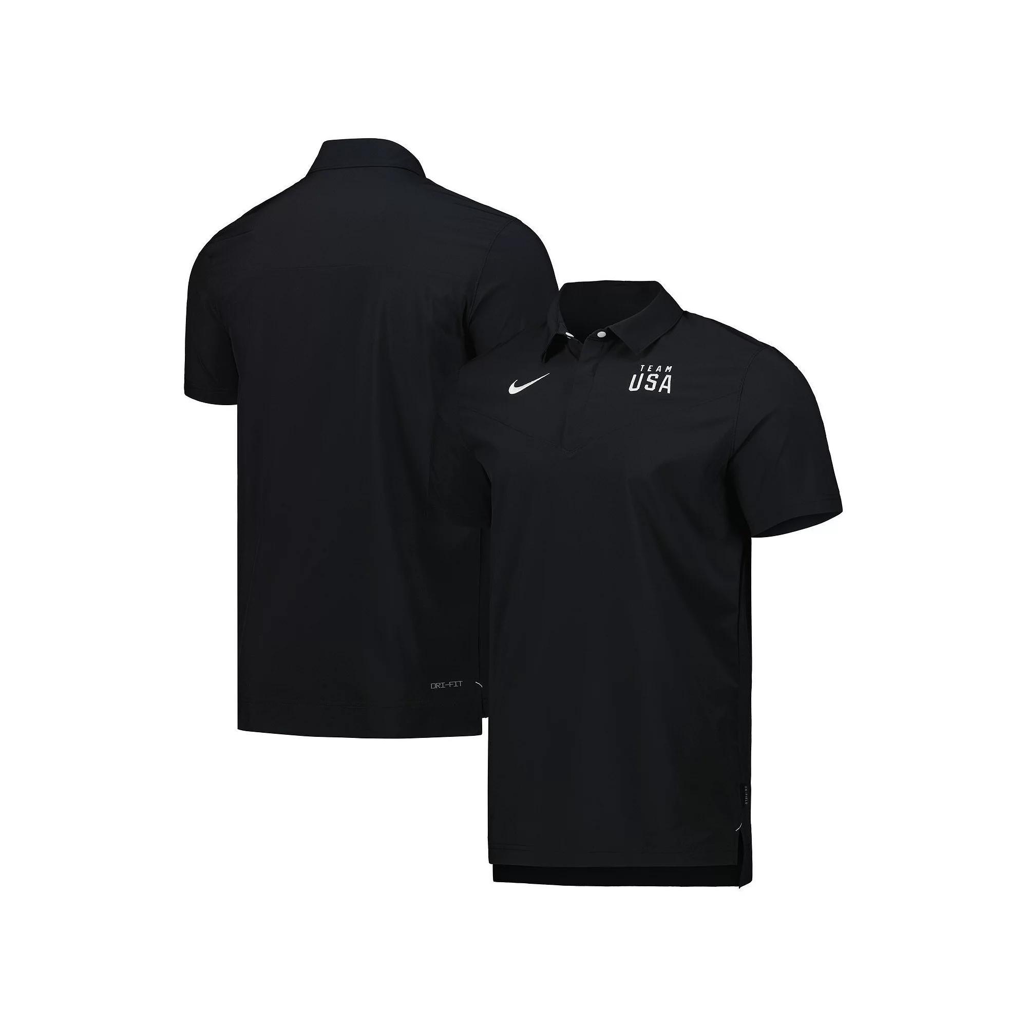Men's Nike Black/White Team USA Coaches Performance Polo, Size: Small, Usa Black Product Image