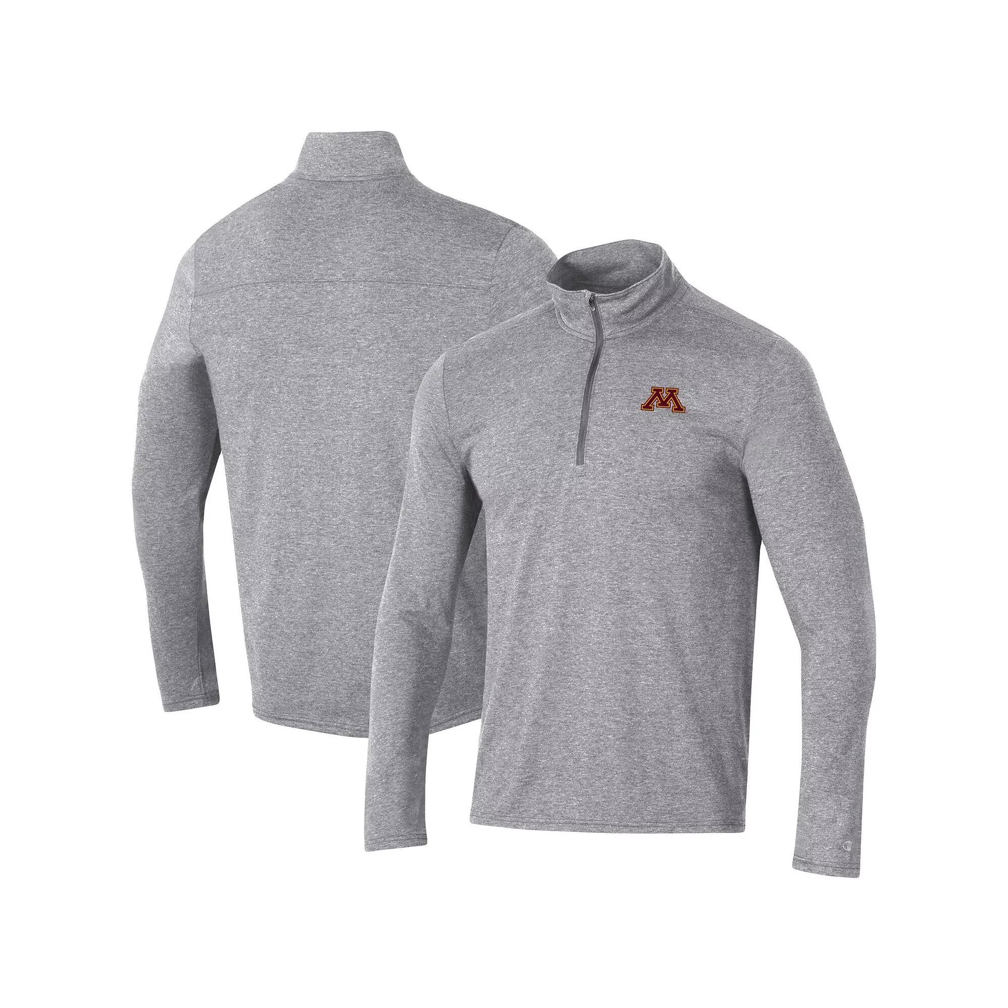 Men's Champion Heathered Gray West Virginia Mountaineers Field Day Team Quarter-Zip Jacket,  Product Image