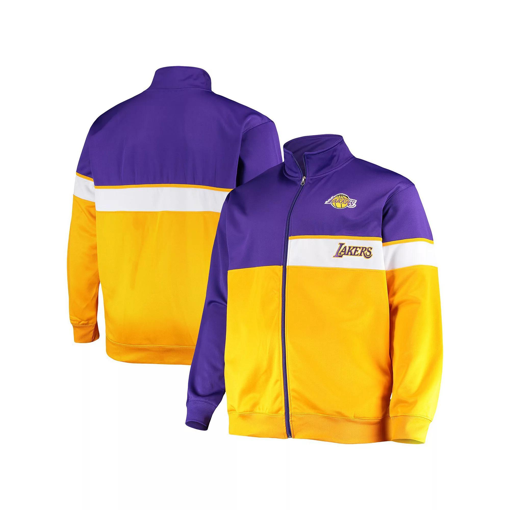 Men's Purple/Gold Los Angeles Lakers Big & Tall Pieced Body Full-Zip Track Jacket, Size: XLT Product Image