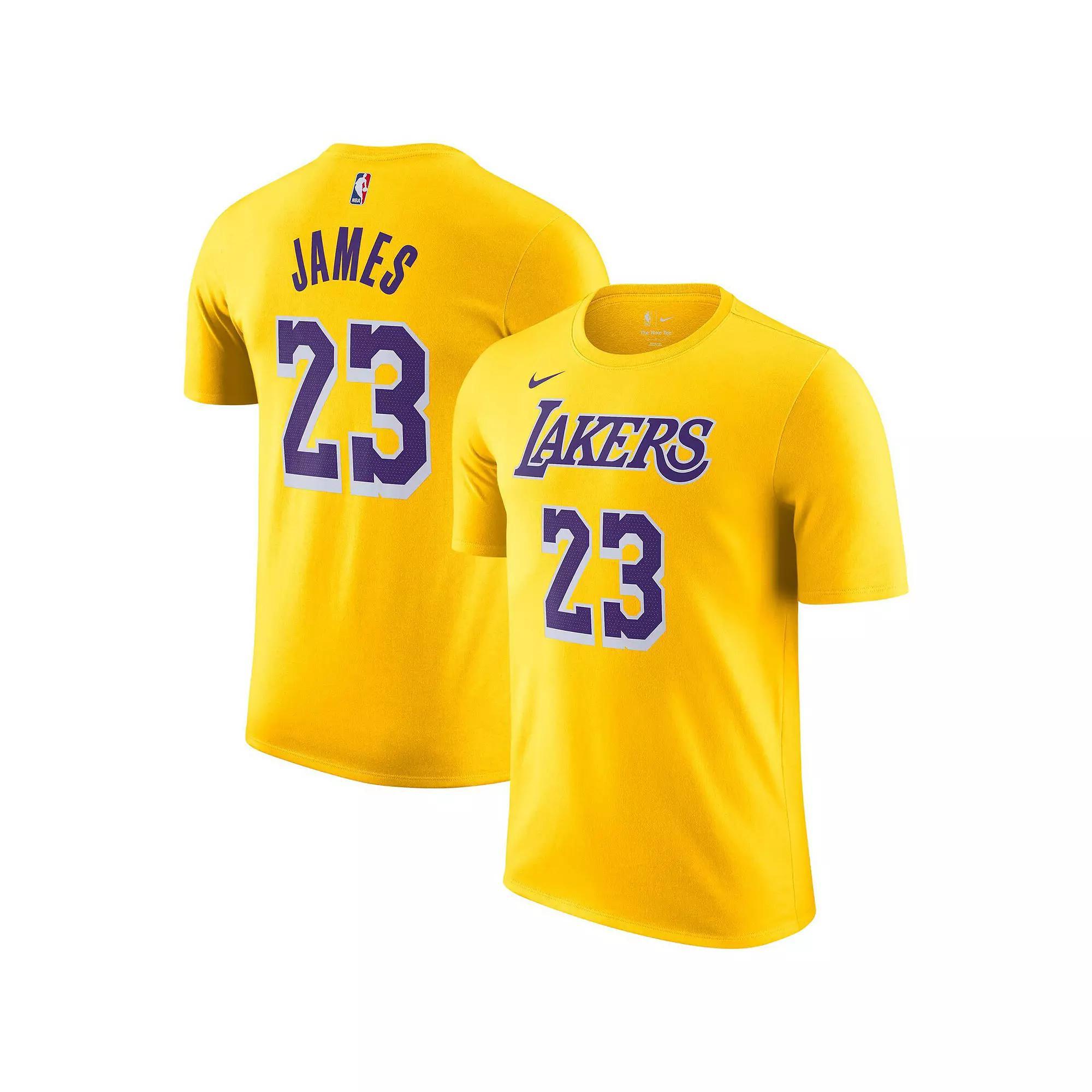 Men's Nike LeBron James Gold Los Angeles Lakers Icon 2022/23 Name & Number T-Shirt,  Product Image