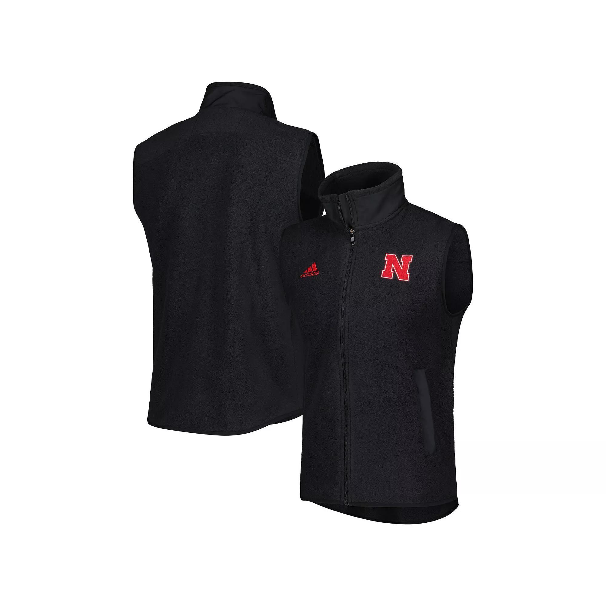 Men's adidas Black Nebraska Huskers Full-Zip Vest,  Product Image
