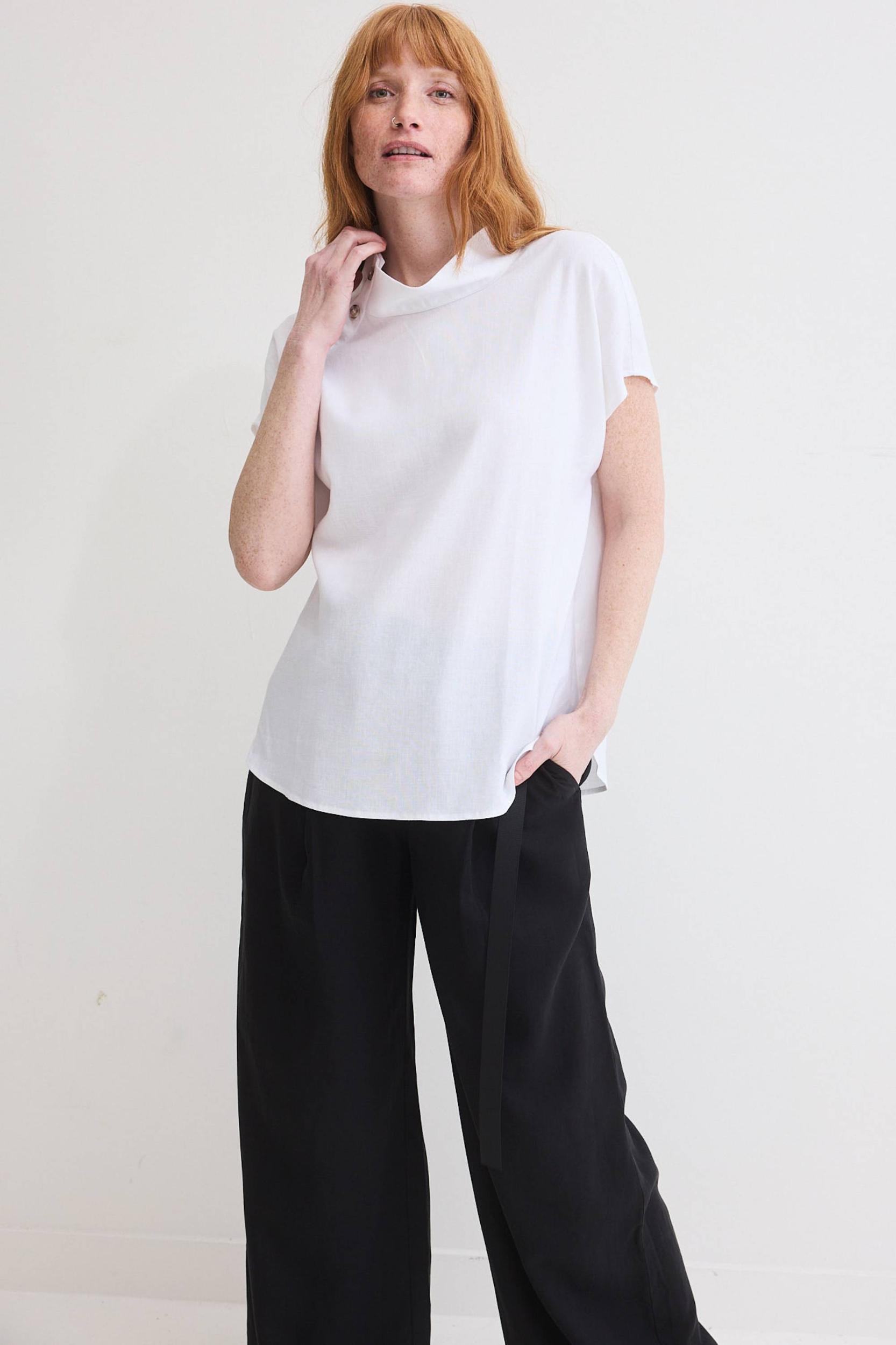 Buttoned Up Linen Blend Top Product Image