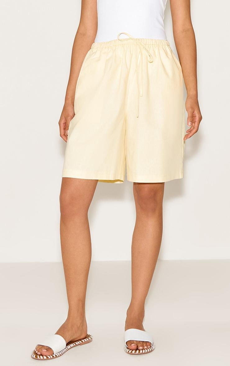 Lemon Linen Blend Longline Shorts Product Image