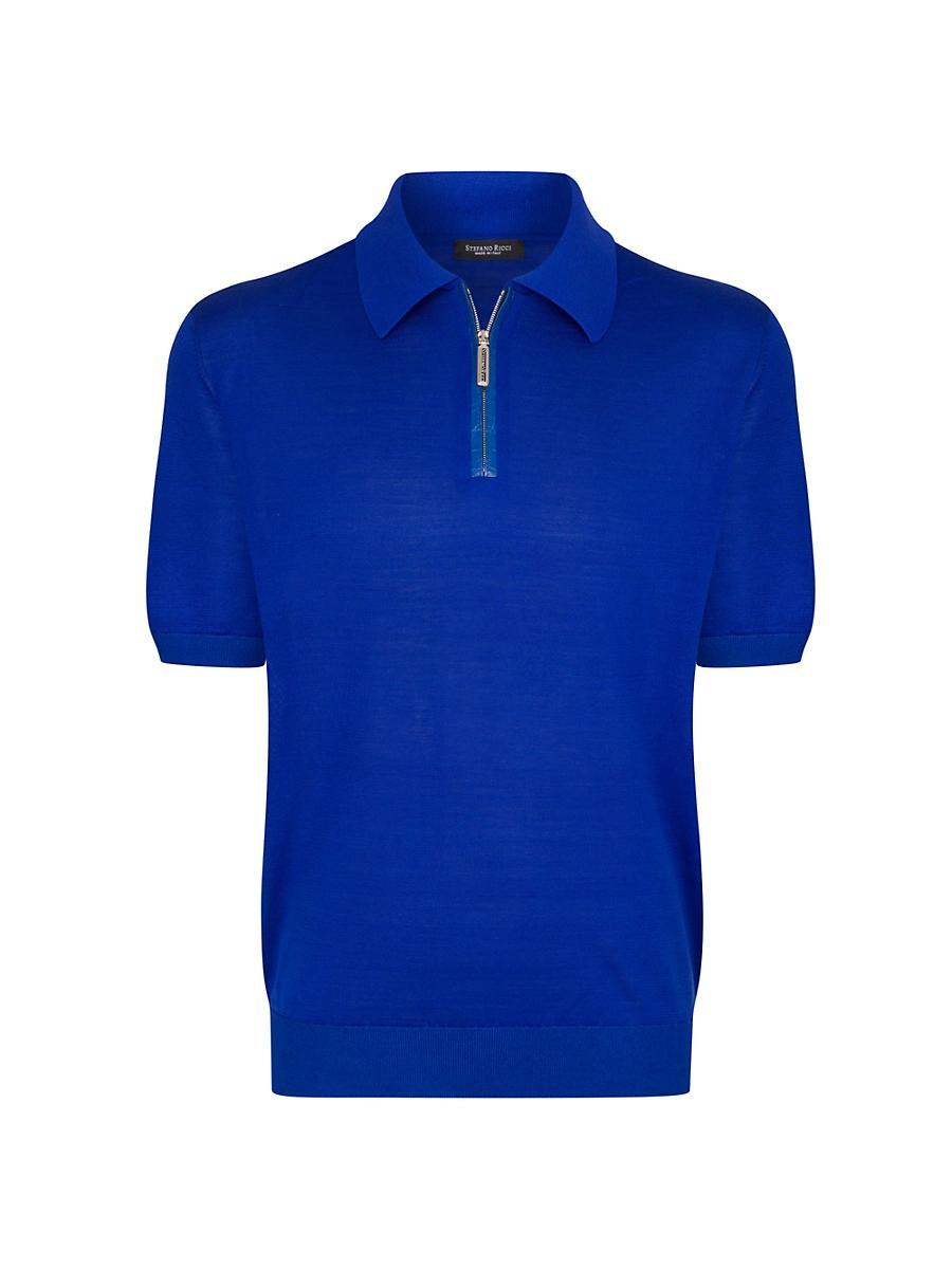 Mens Silk and Crocodile Zip Polo Shirt Product Image