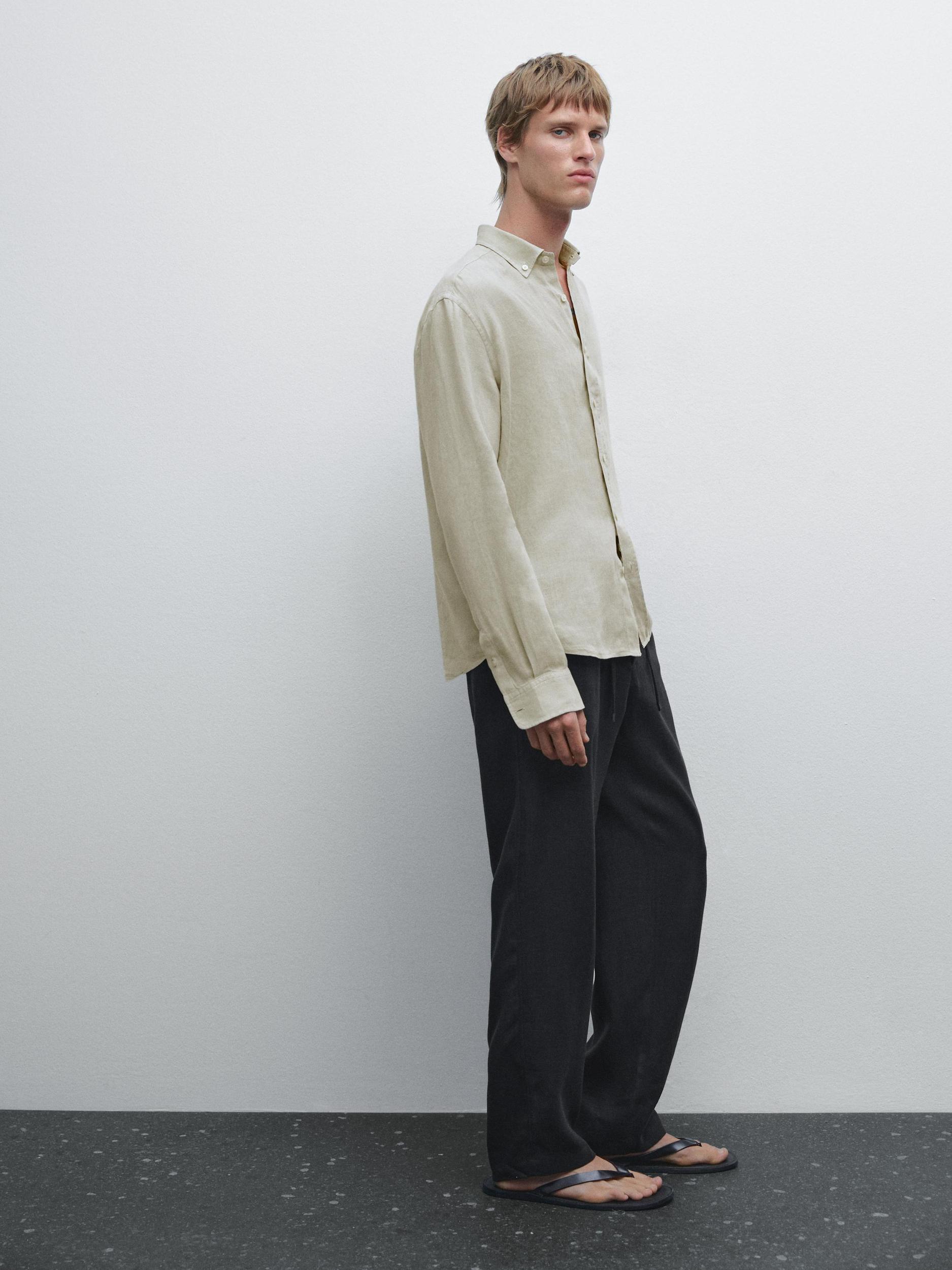 100% linen regular fit shirt Product Image