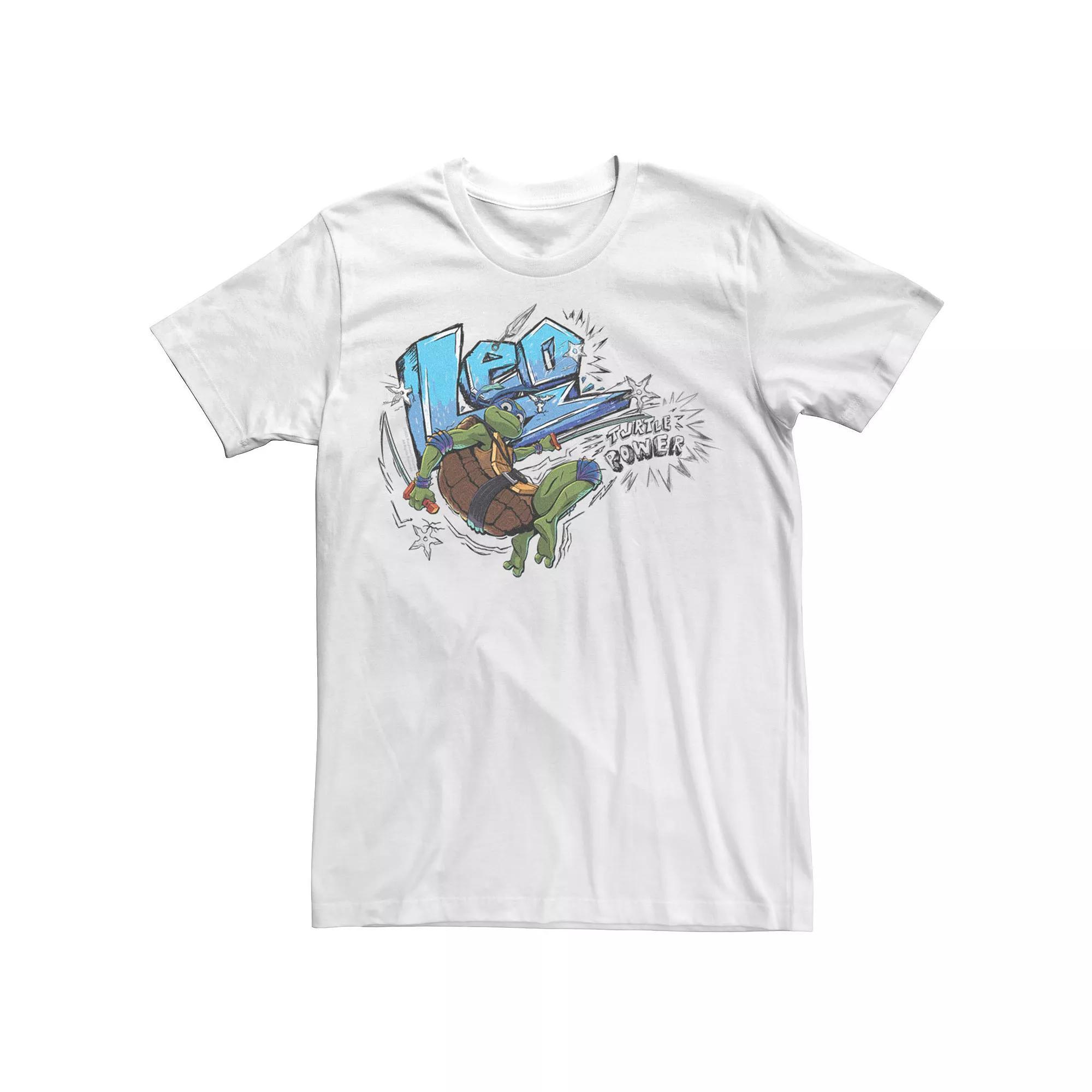 Men's TMNT Mutant Mayhem Leo Turtle Power Graphic Tee, Size: Small, White Product Image