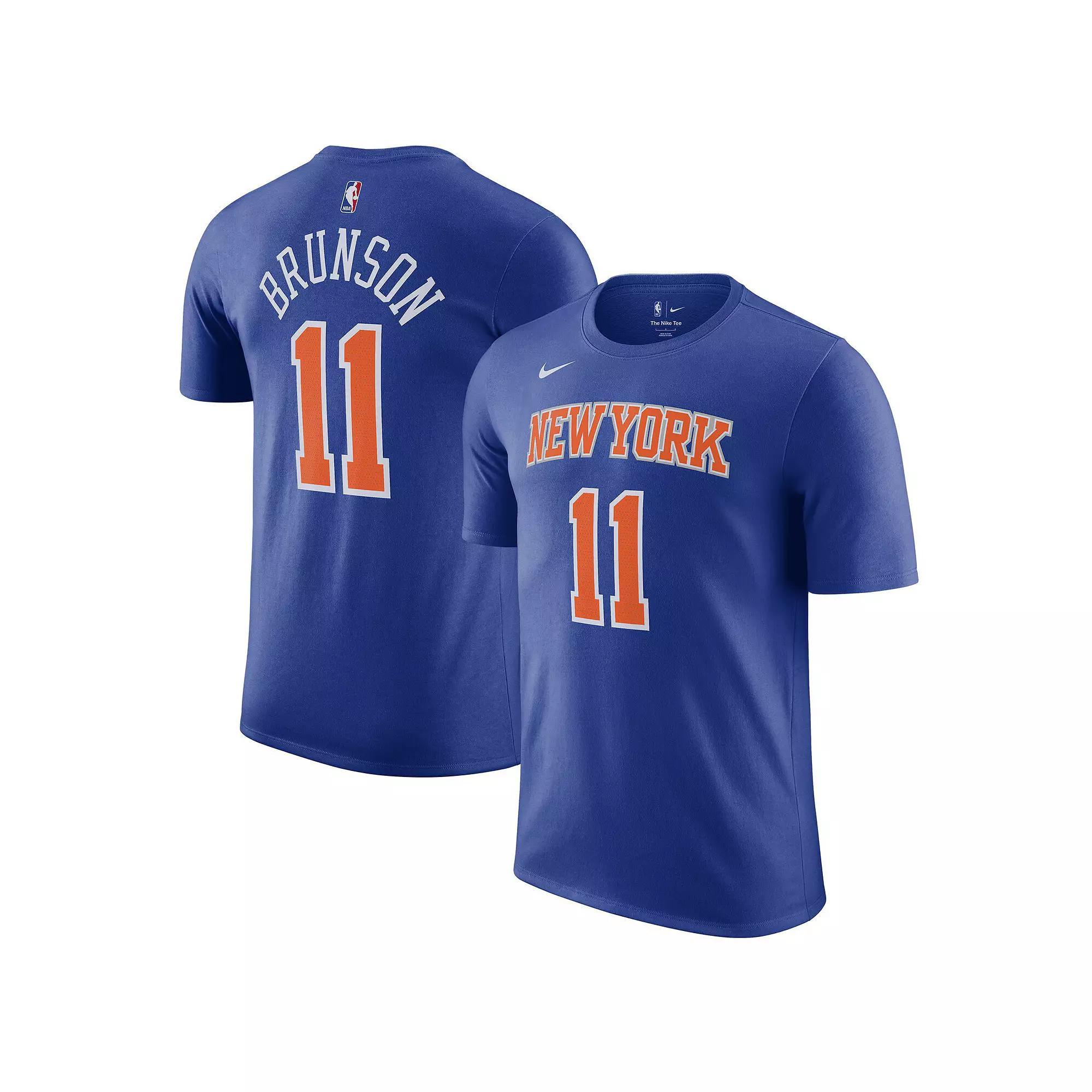 Men's Nike Jalen Brunson Blue New York Knicks Icon Edition Name & Number T-Shirt,  Product Image