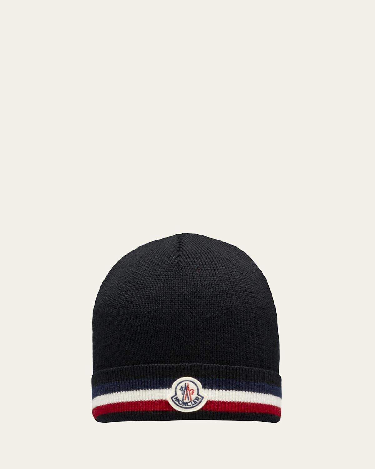 Mens Striped-Trim Wool Beanie Product Image