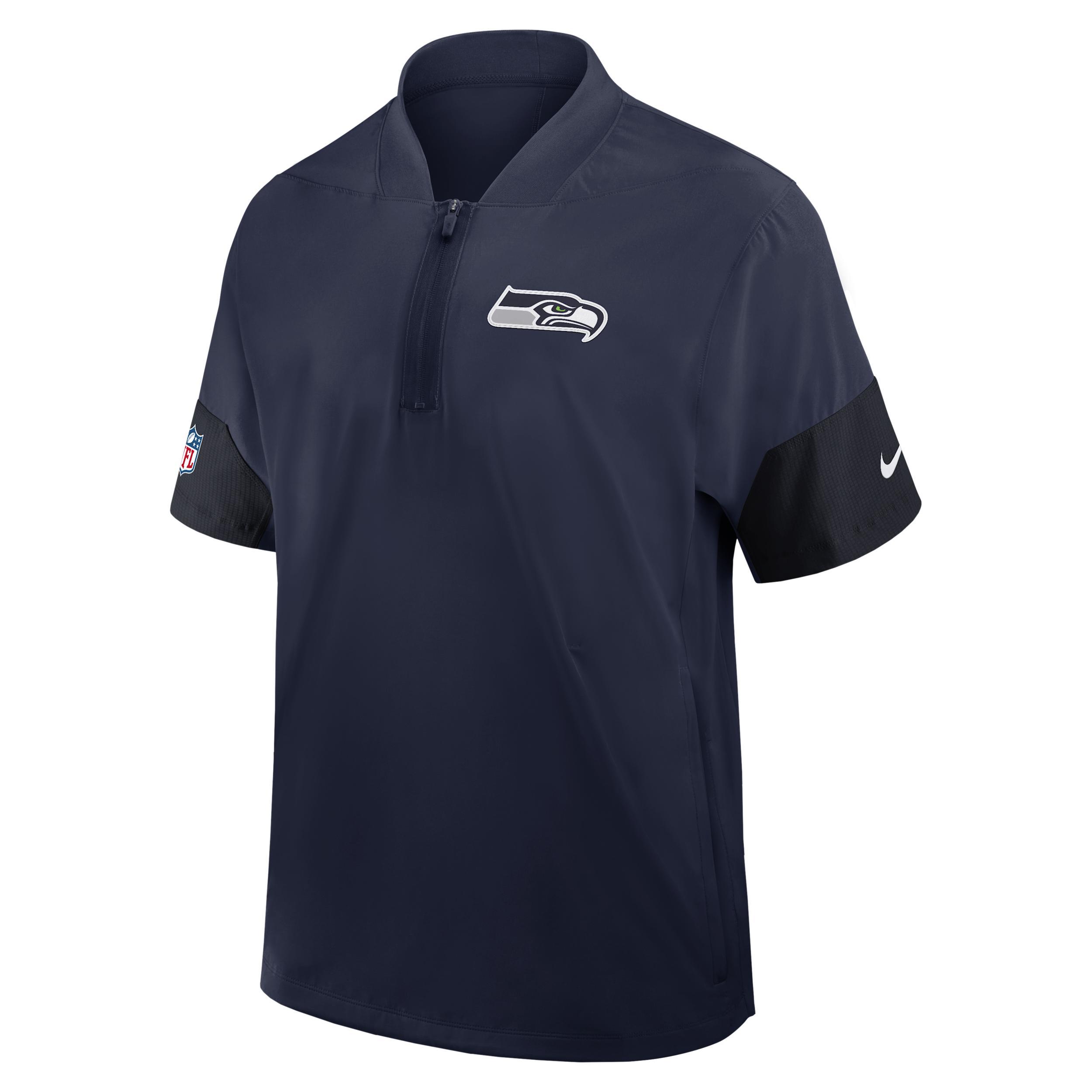 Seattle Seahawks Sideline Coach Nike Mens NFL 1/2-Zip Short-Sleeve Jacket | 03BO0CZD78-2J5 Product Image