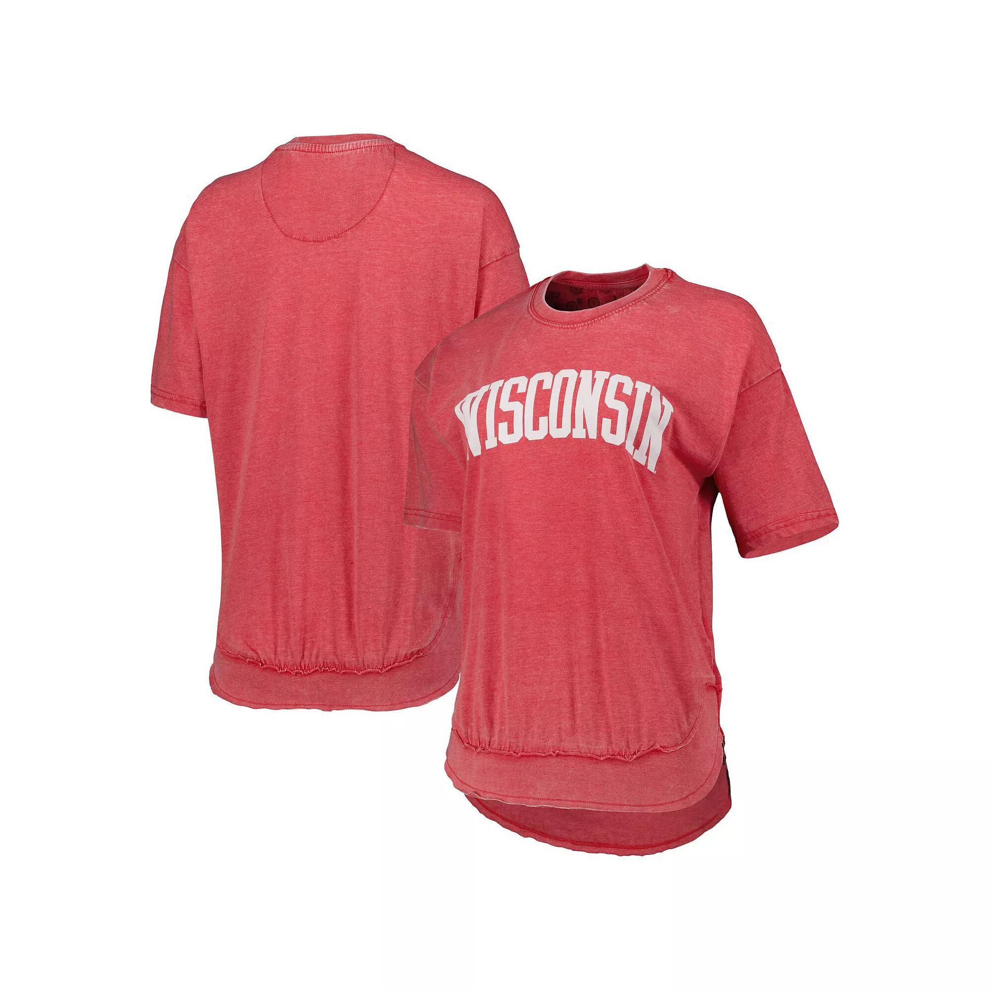 Women's Pressbox Heather Red Wisconsin Badgers Arch Poncho T-Shirt,  Product Image