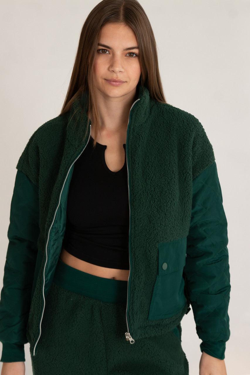 Quilted Sleeve Sherpa Jacket Product Image