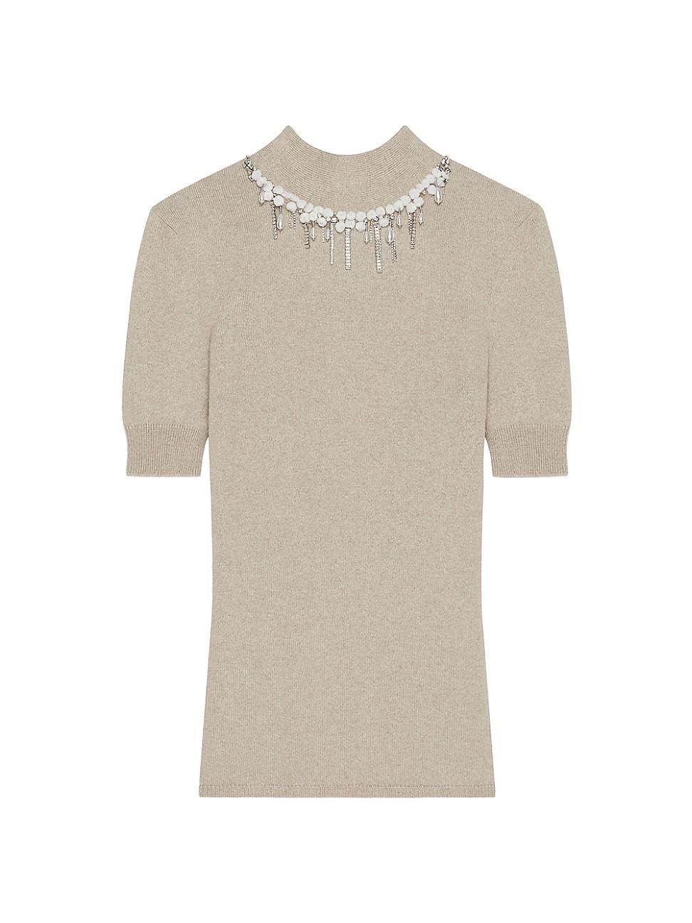 Womens Sweater in Wool and Cashmere with Crystals and Pearls Product Image