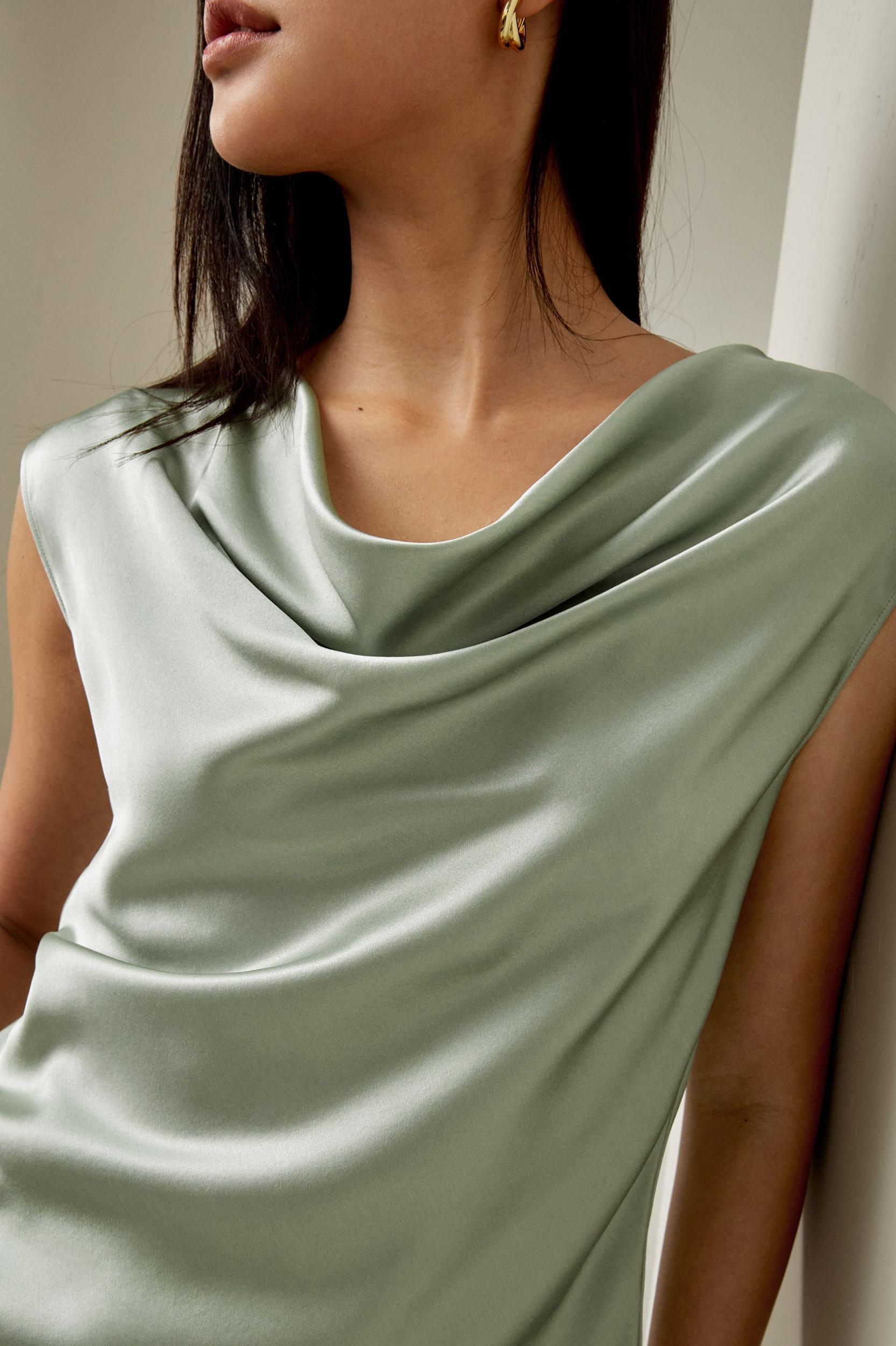Silk Charmeuse Cowl Neck Top Product Image