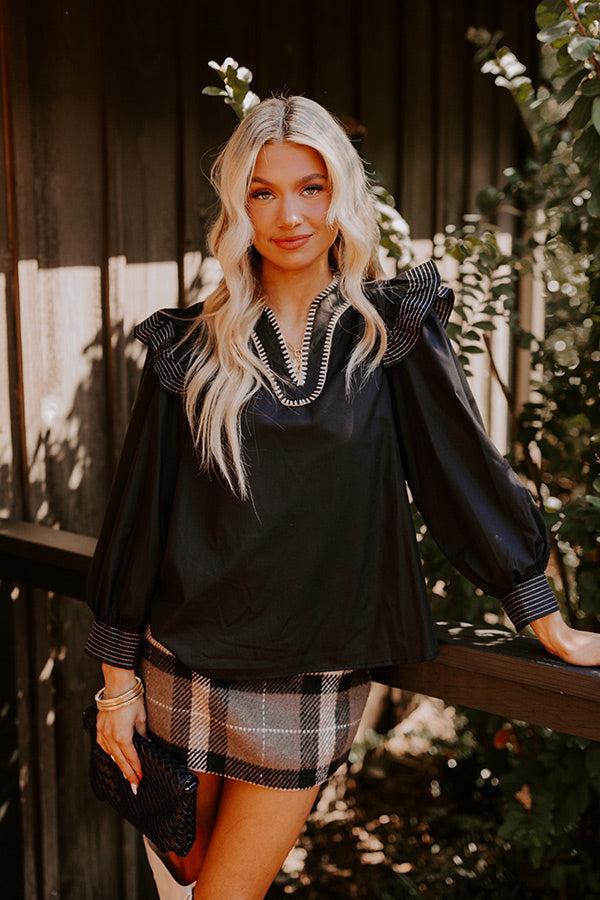 Chic Moment Ruffle Top in Black Product Image