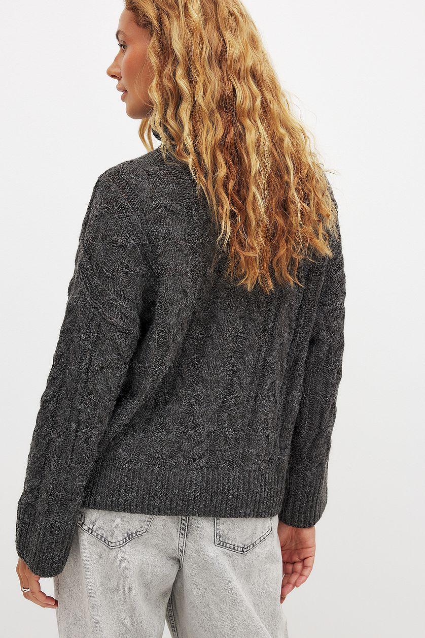 Turtle Neck Knitted Cable Sweater Product Image