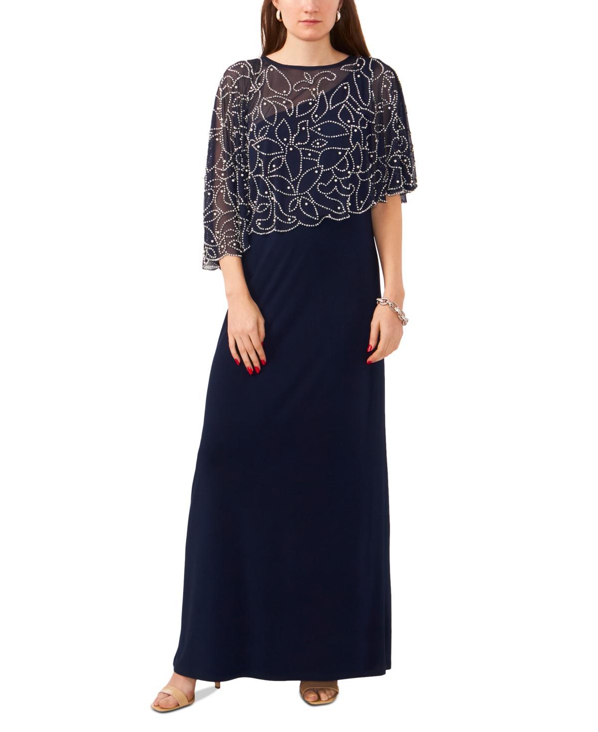 Msk Plus Size Beaded Cape Gown - Black Product Image