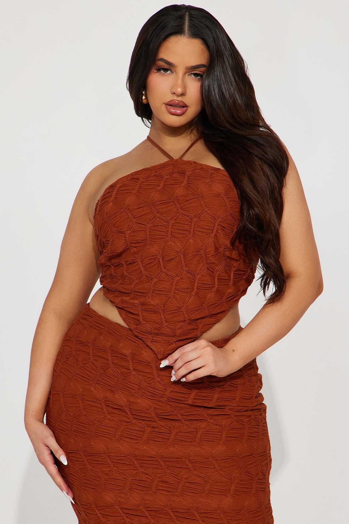 Luna Textured Skirt Set - Mocha Product Image
